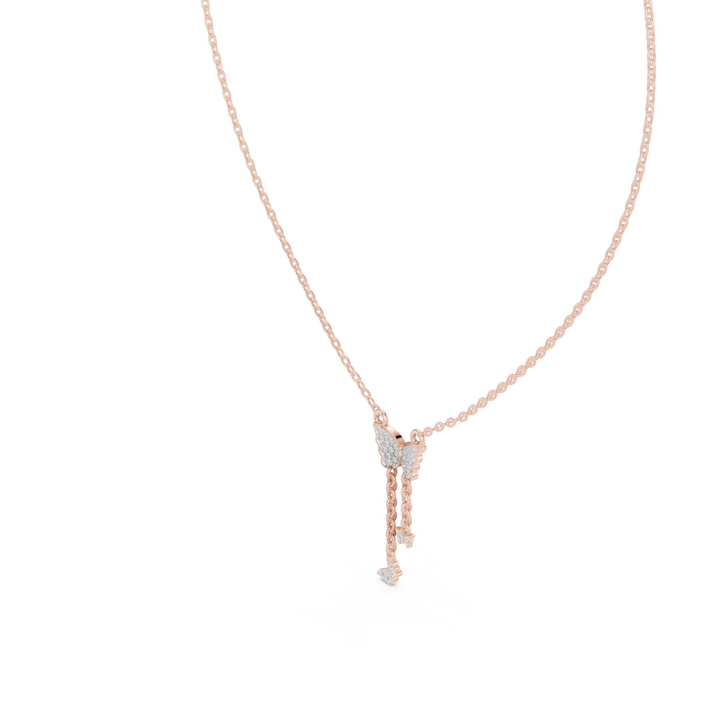 Multiple Butterfly Shape Pendant With Round Lab Diamond