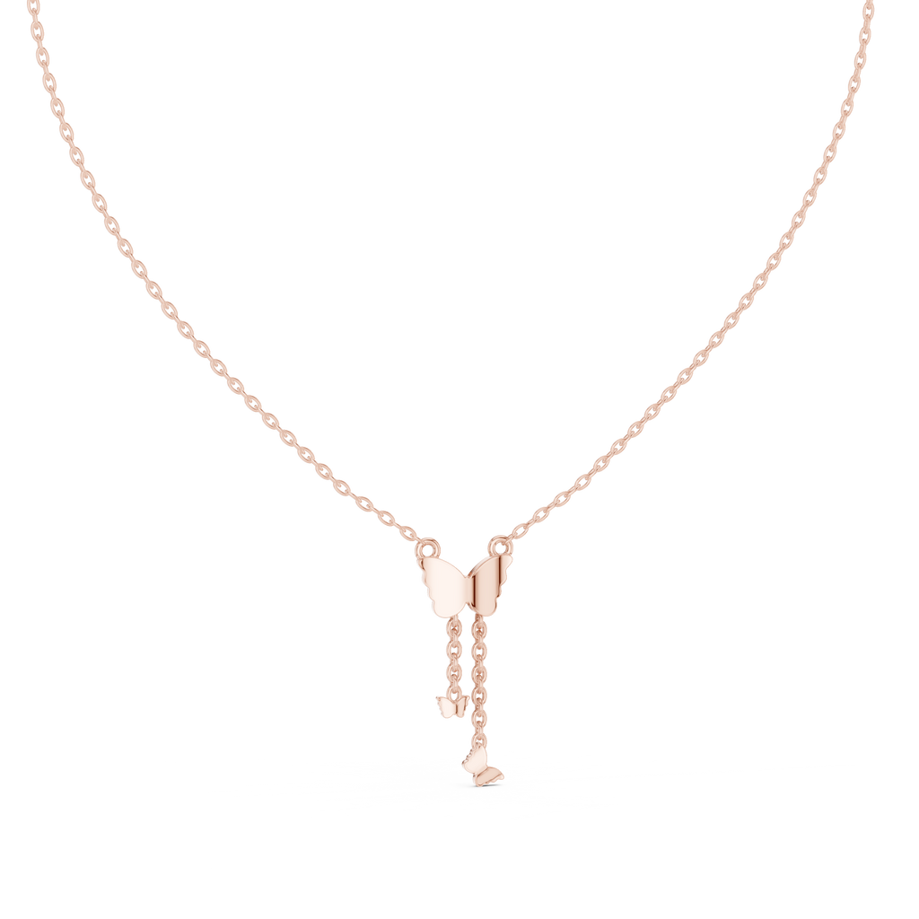 Multiple Butterfly Shape Pendant With Round Lab Diamond