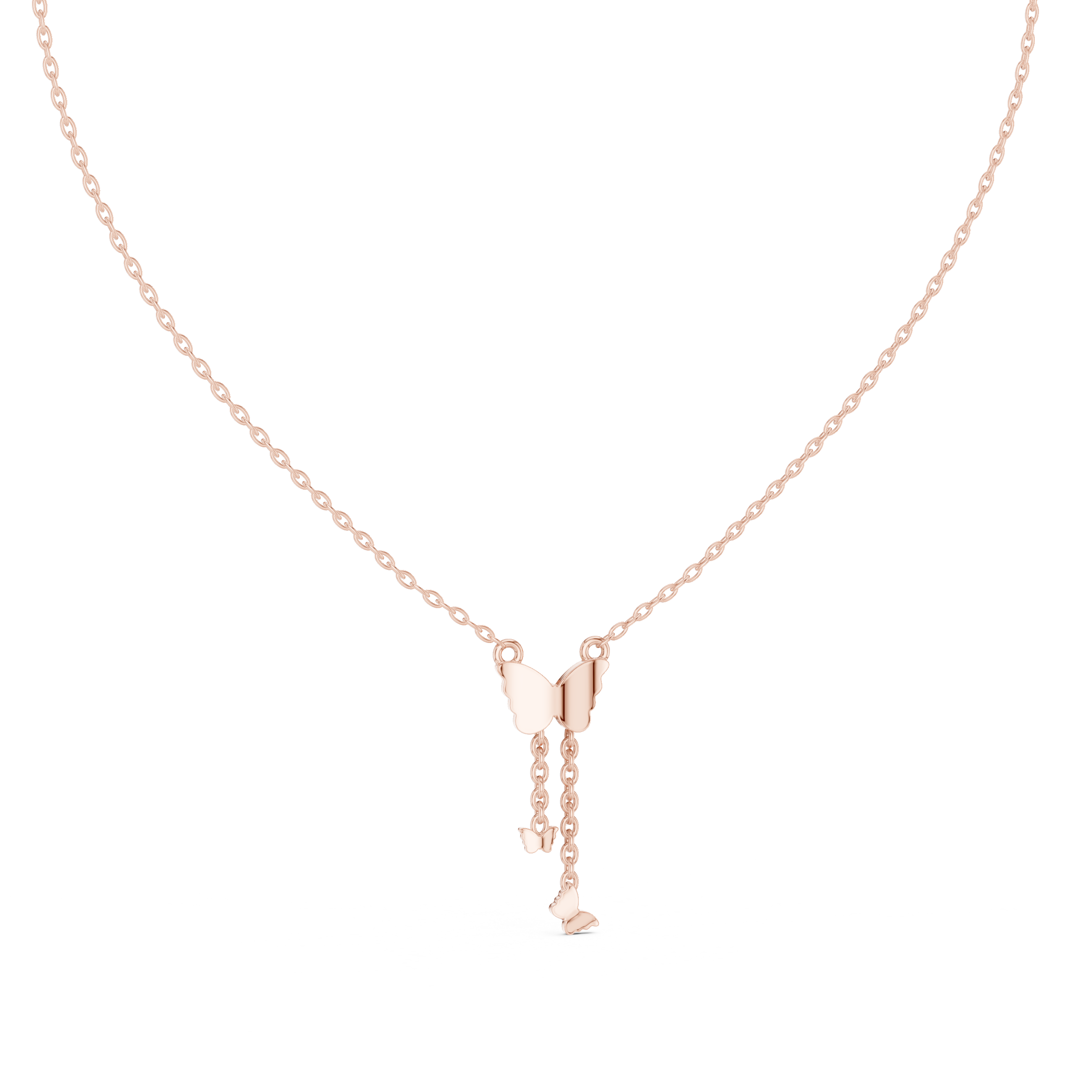 Multiple Butterfly Shape Pendant With Round Lab Diamond