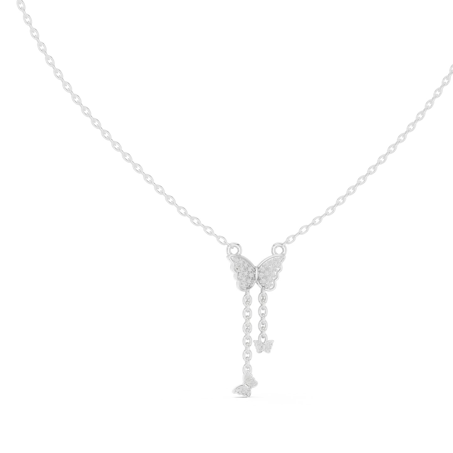 Multiple Butterfly Shape Pendant With Round Lab Diamond