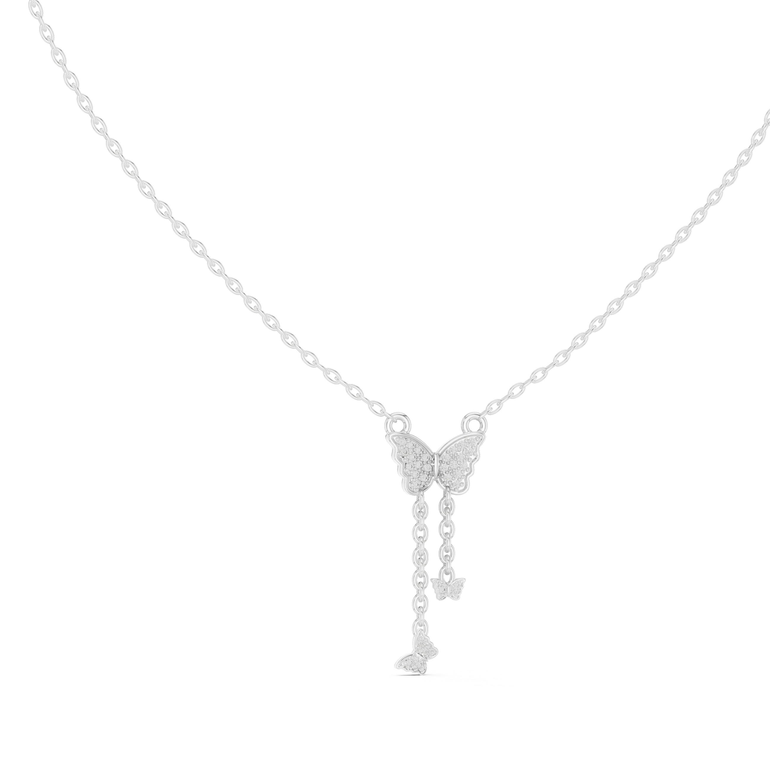 Multiple Butterfly Shape Pendant With Round Lab Diamond
