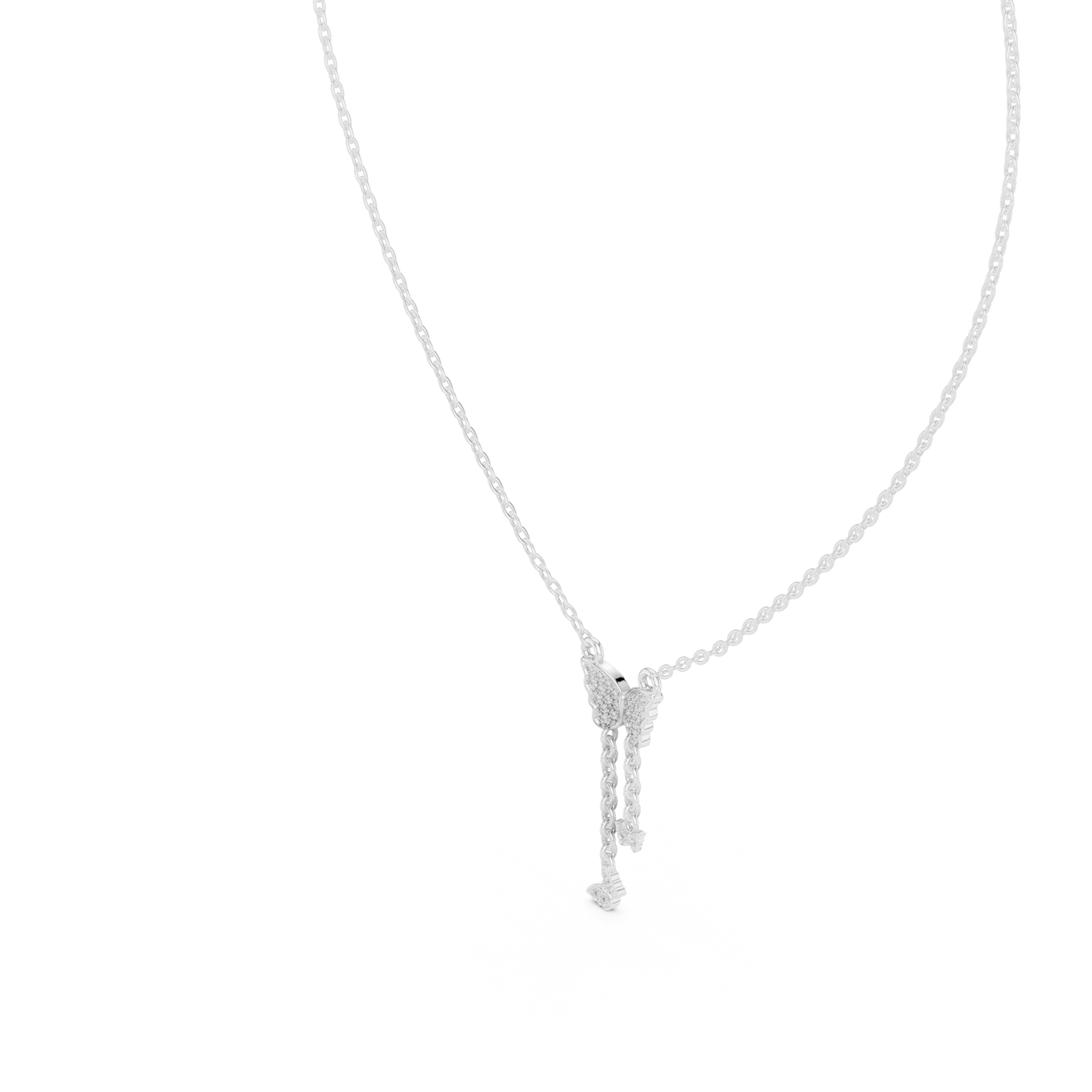 Multiple Butterfly Shape Pendant With Round Lab Diamond