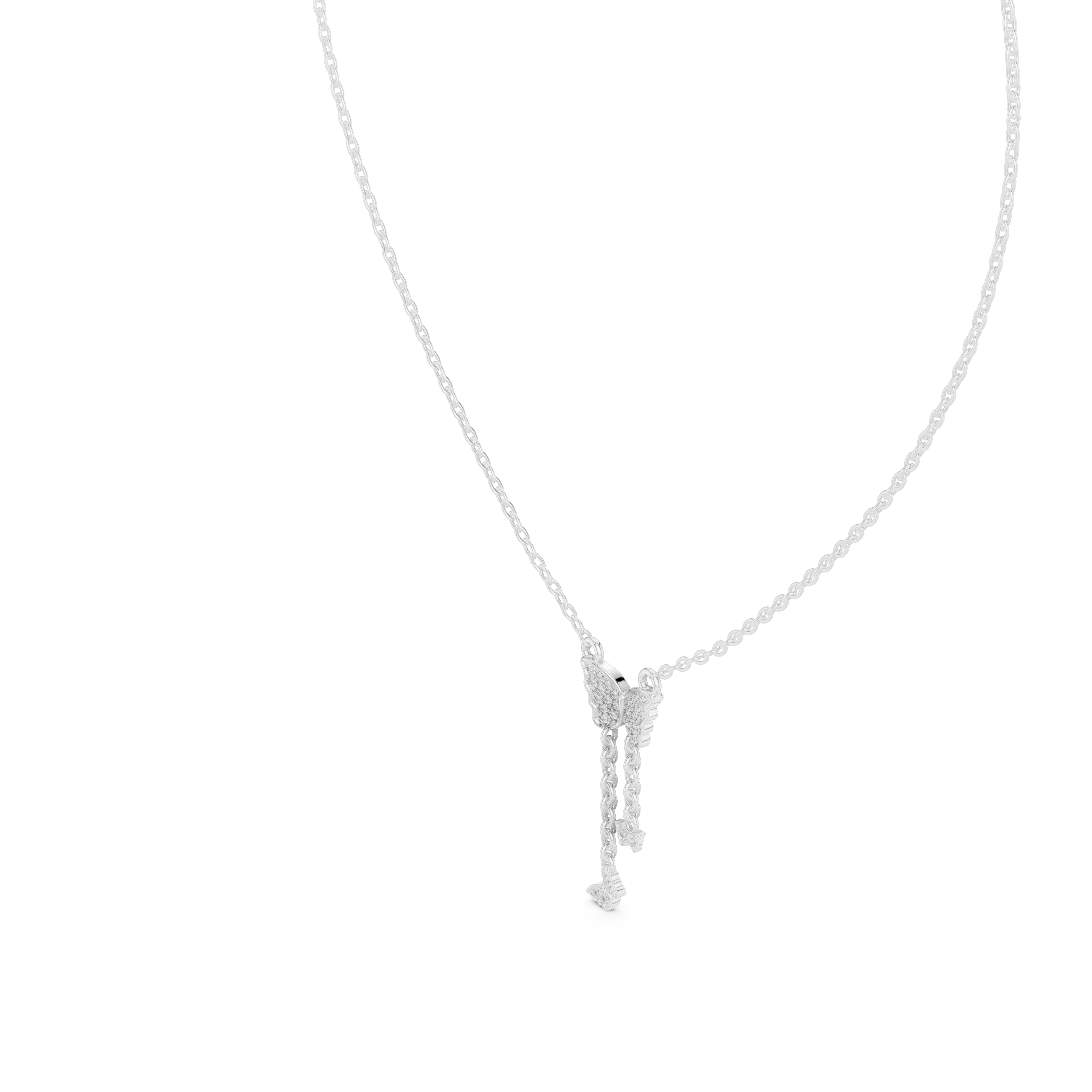 Multiple Butterfly Shape Pendant With Round Lab Diamond