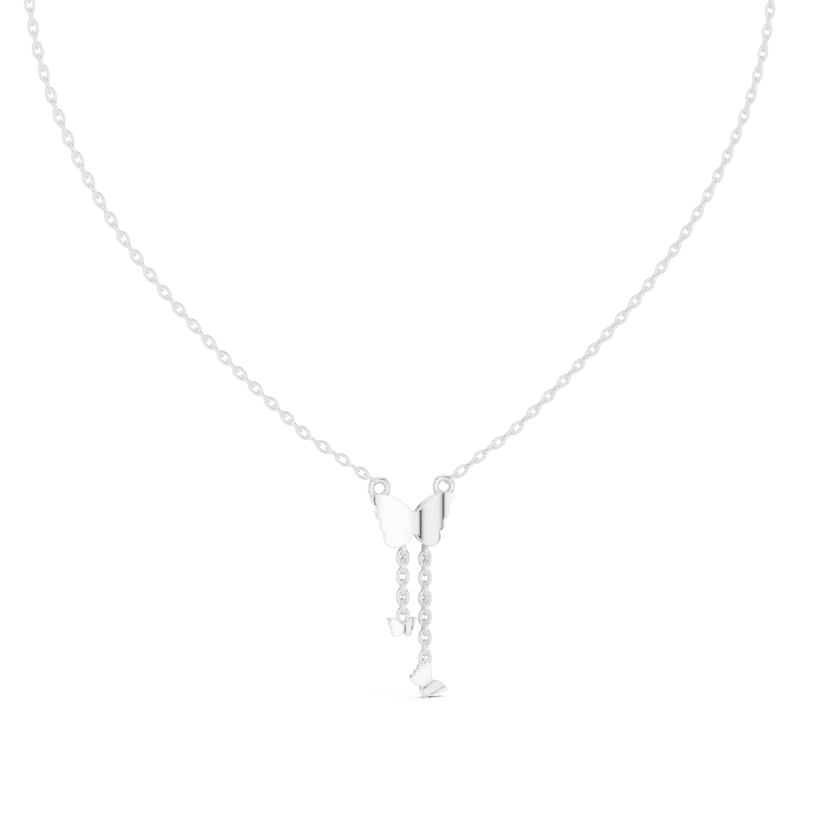 Multiple Butterfly Shape Pendant With Round Lab Diamond