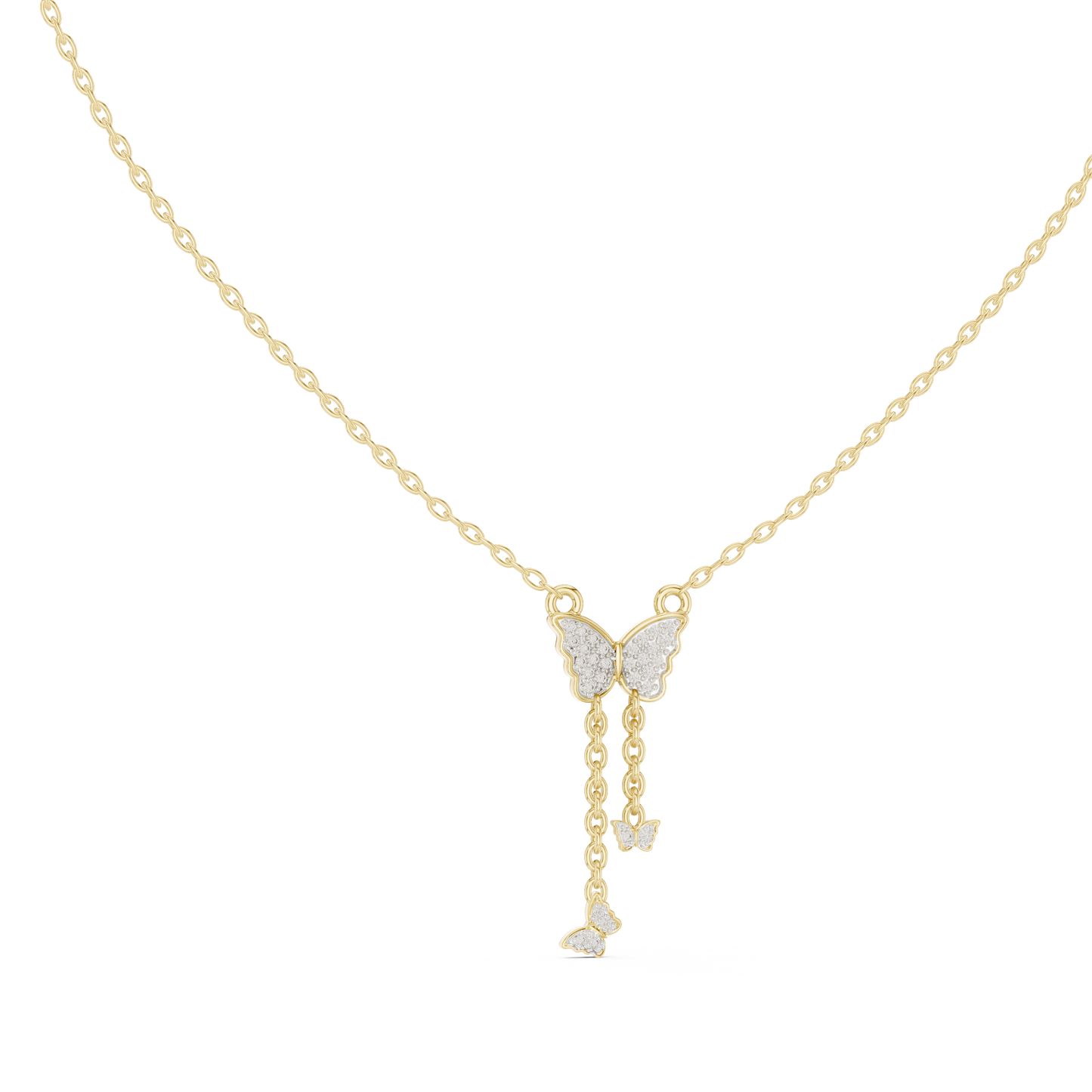 Multiple Butterfly Shape Pendant With Round Lab Diamond