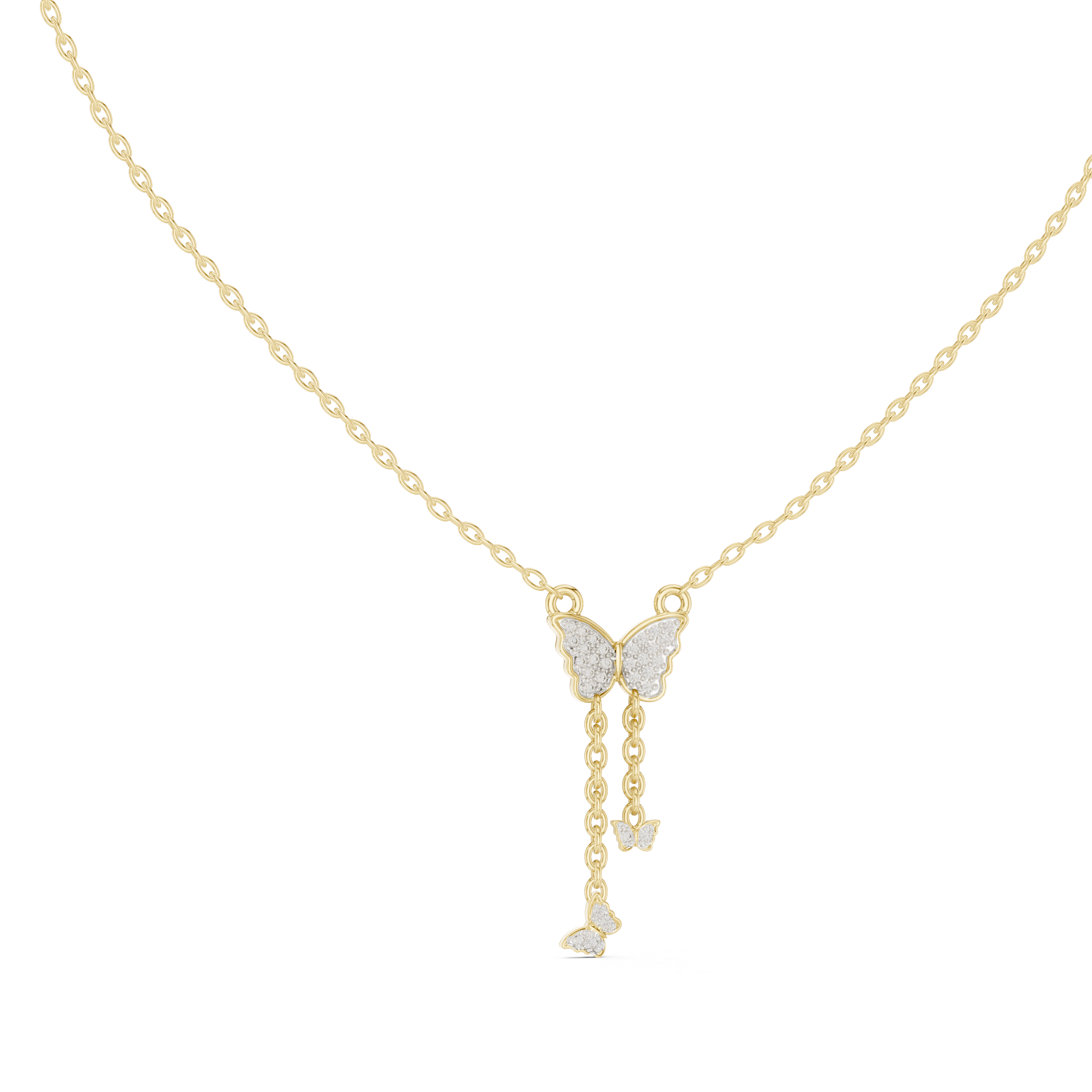 Multiple Butterfly Shape Pendant With Round Lab Diamond