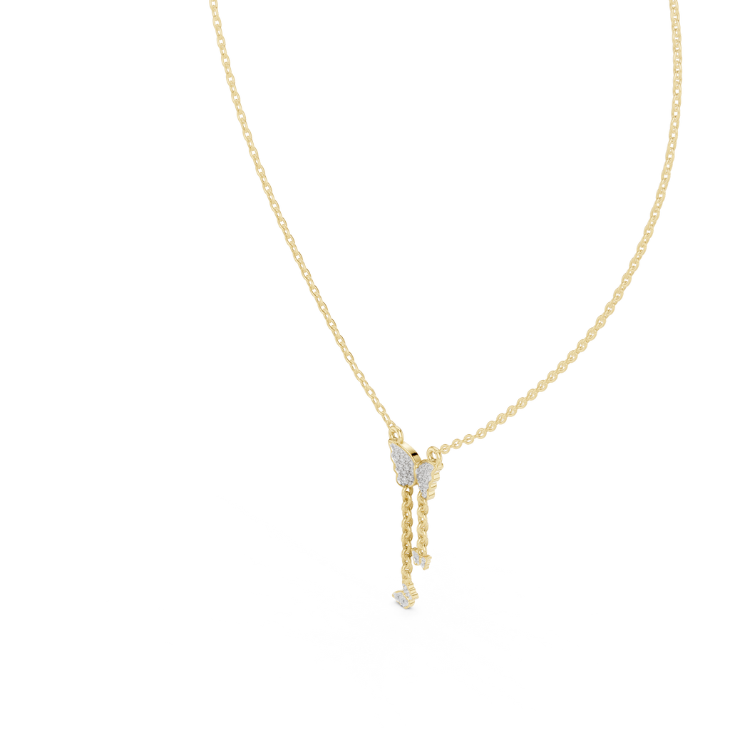 Multiple Butterfly Shape Pendant With Round Lab Diamond