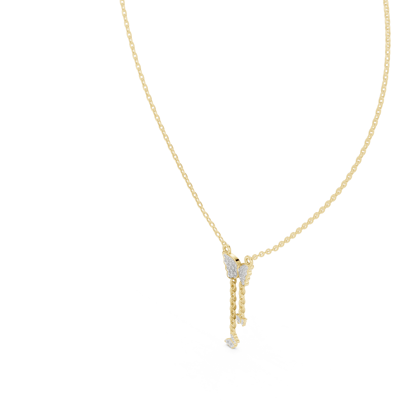 Multiple Butterfly Shape Pendant With Round Lab Diamond