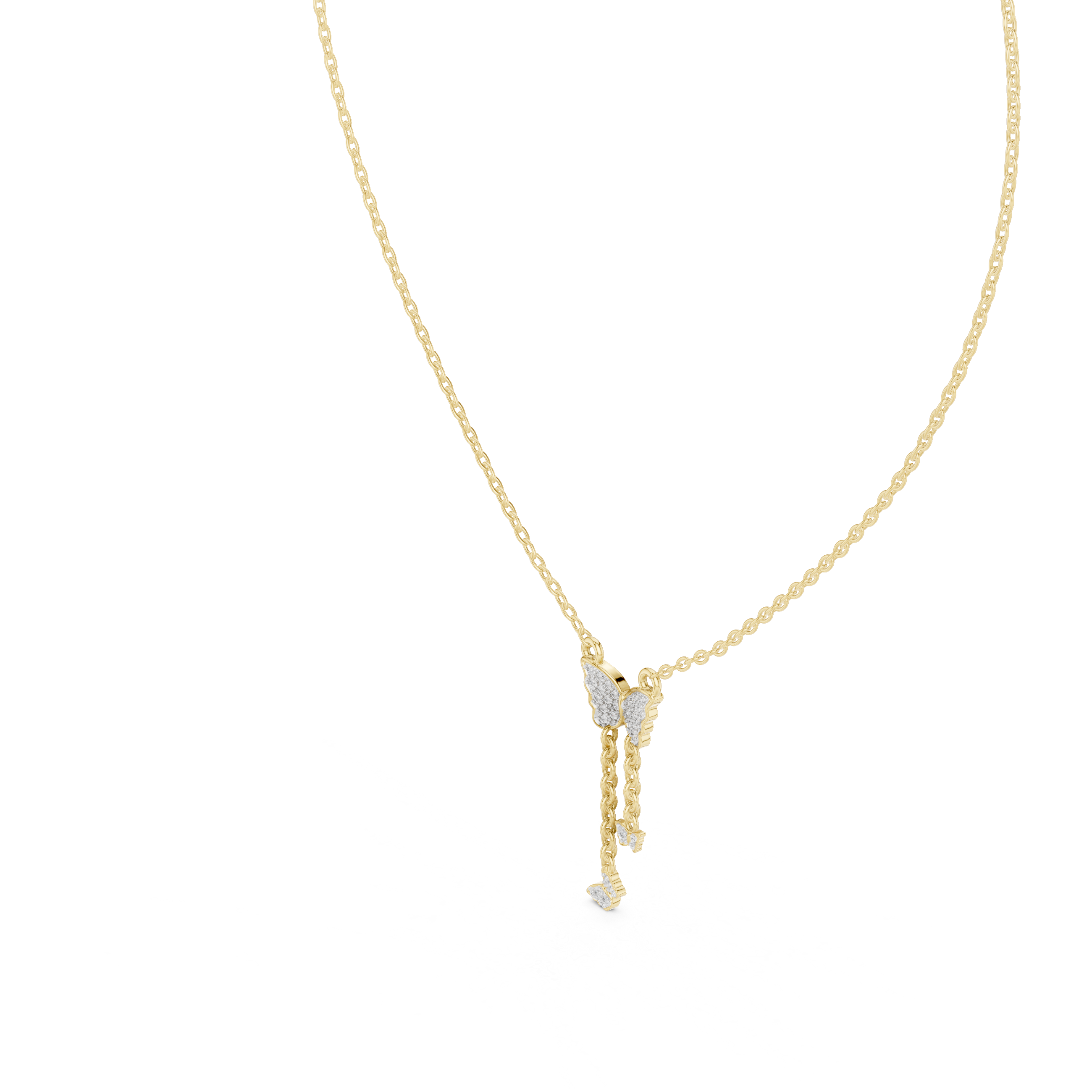 Multiple Butterfly Shape Pendant With Round Lab Diamond