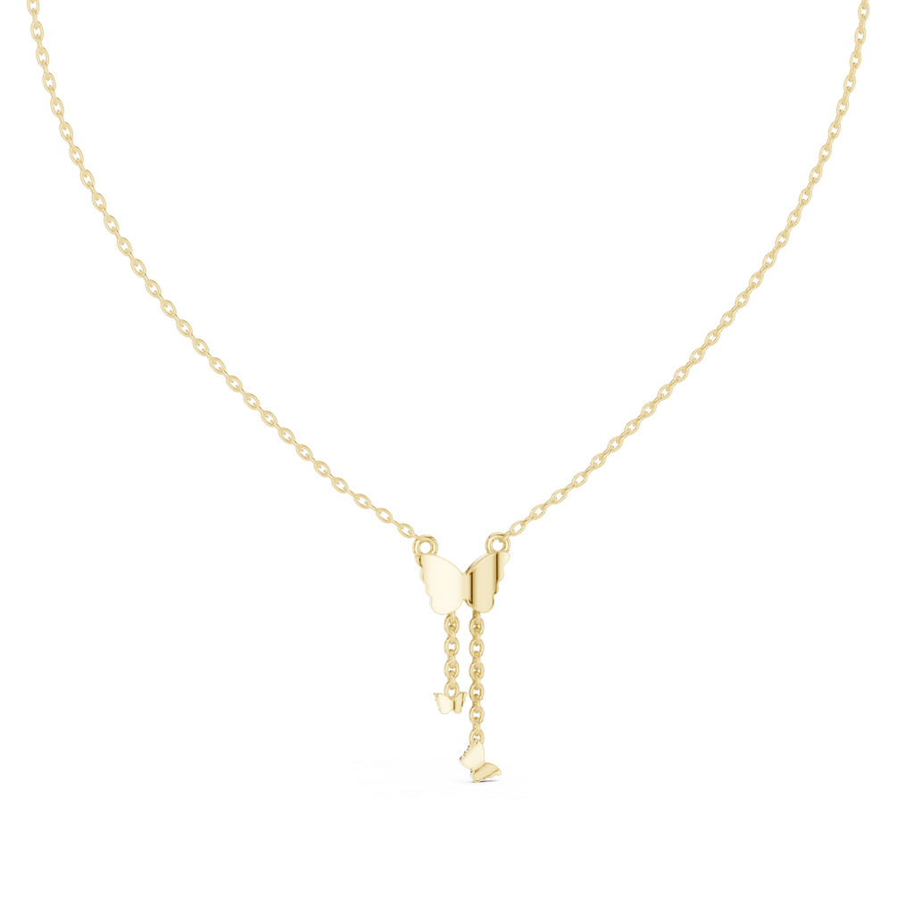 Multiple Butterfly Shape Pendant With Round Lab Diamond