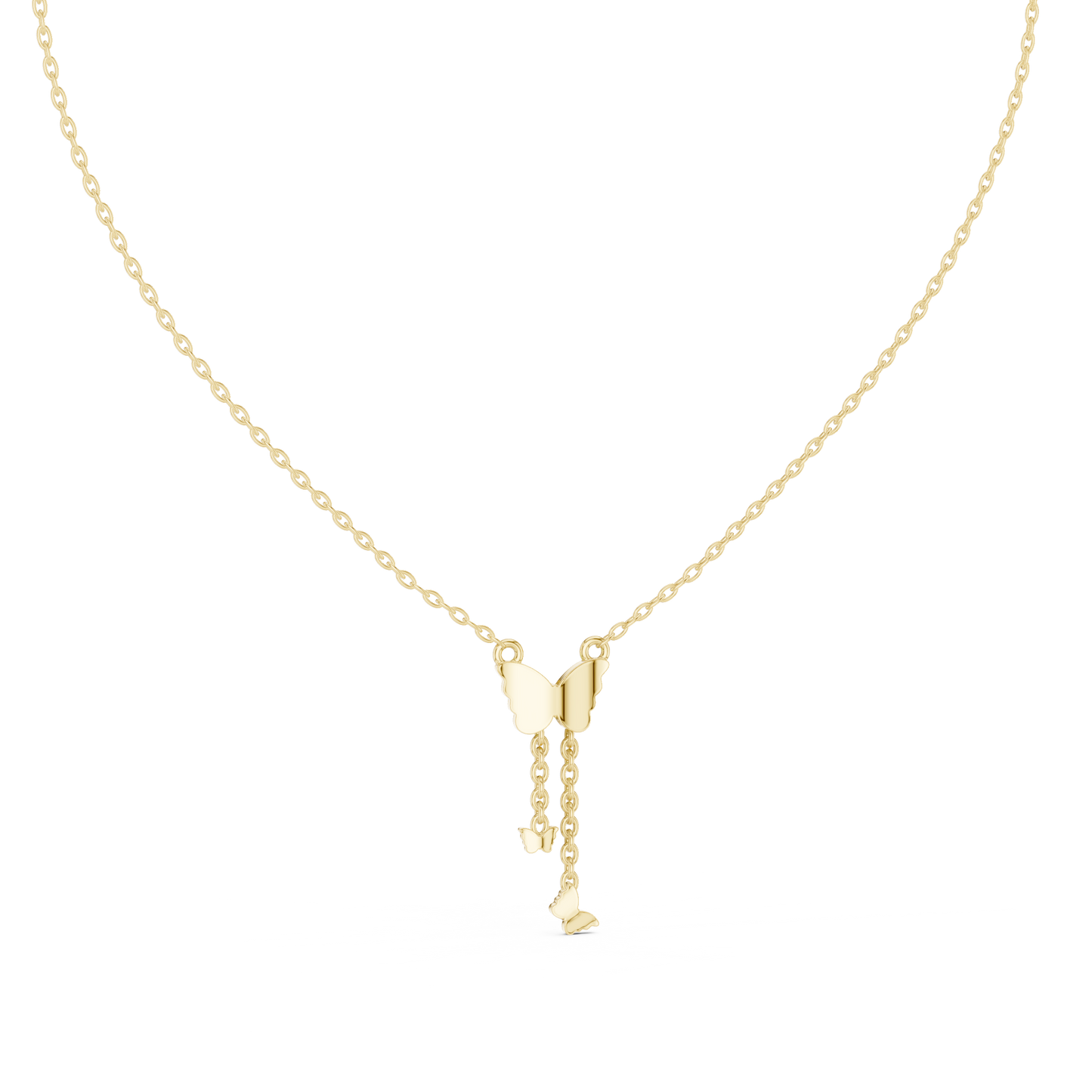 Multiple Butterfly Shape Pendant With Round Lab Diamond