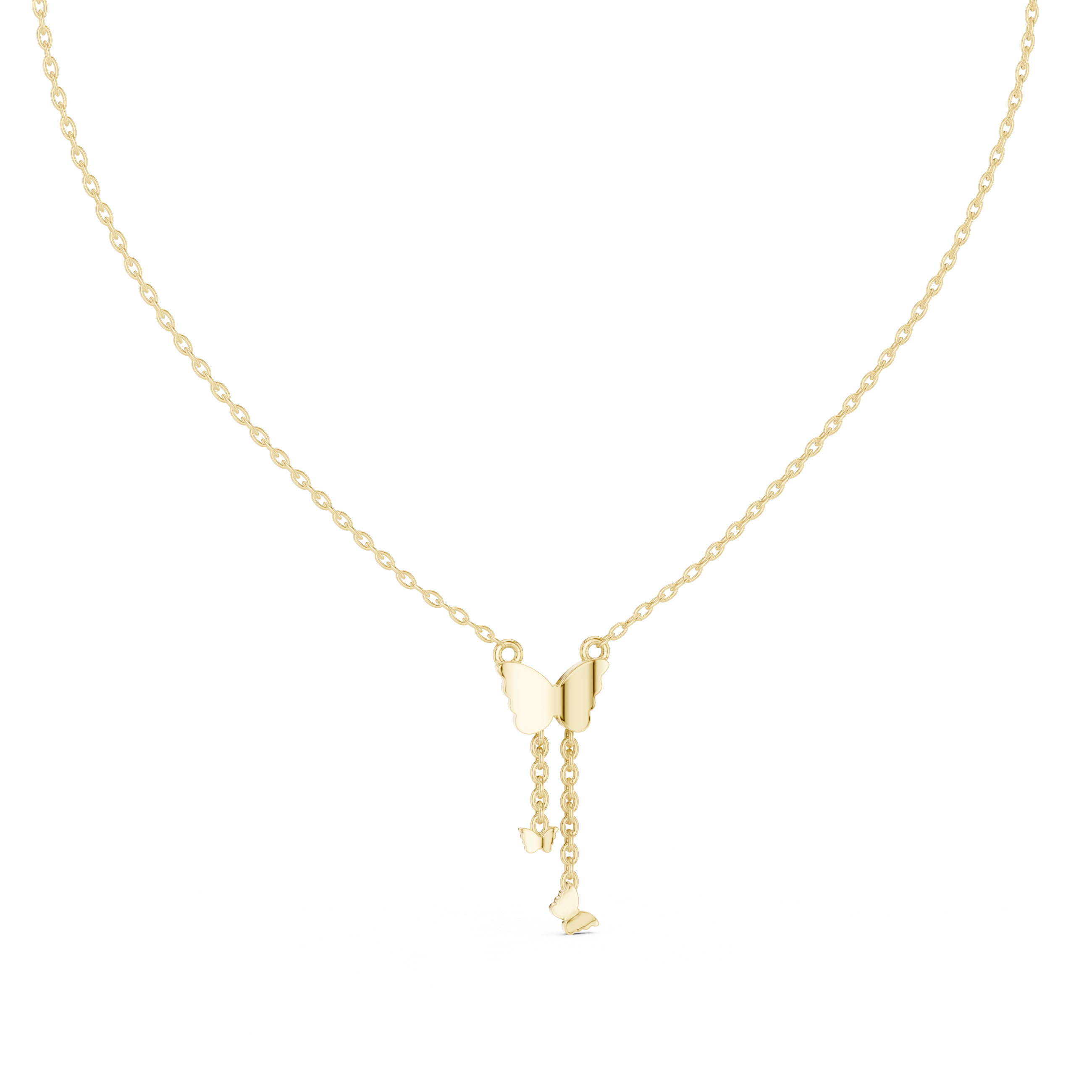 Multiple Butterfly Shape Pendant With Round Lab Diamond