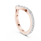 Round Cut Lab Diamond Chevron Wedding Band