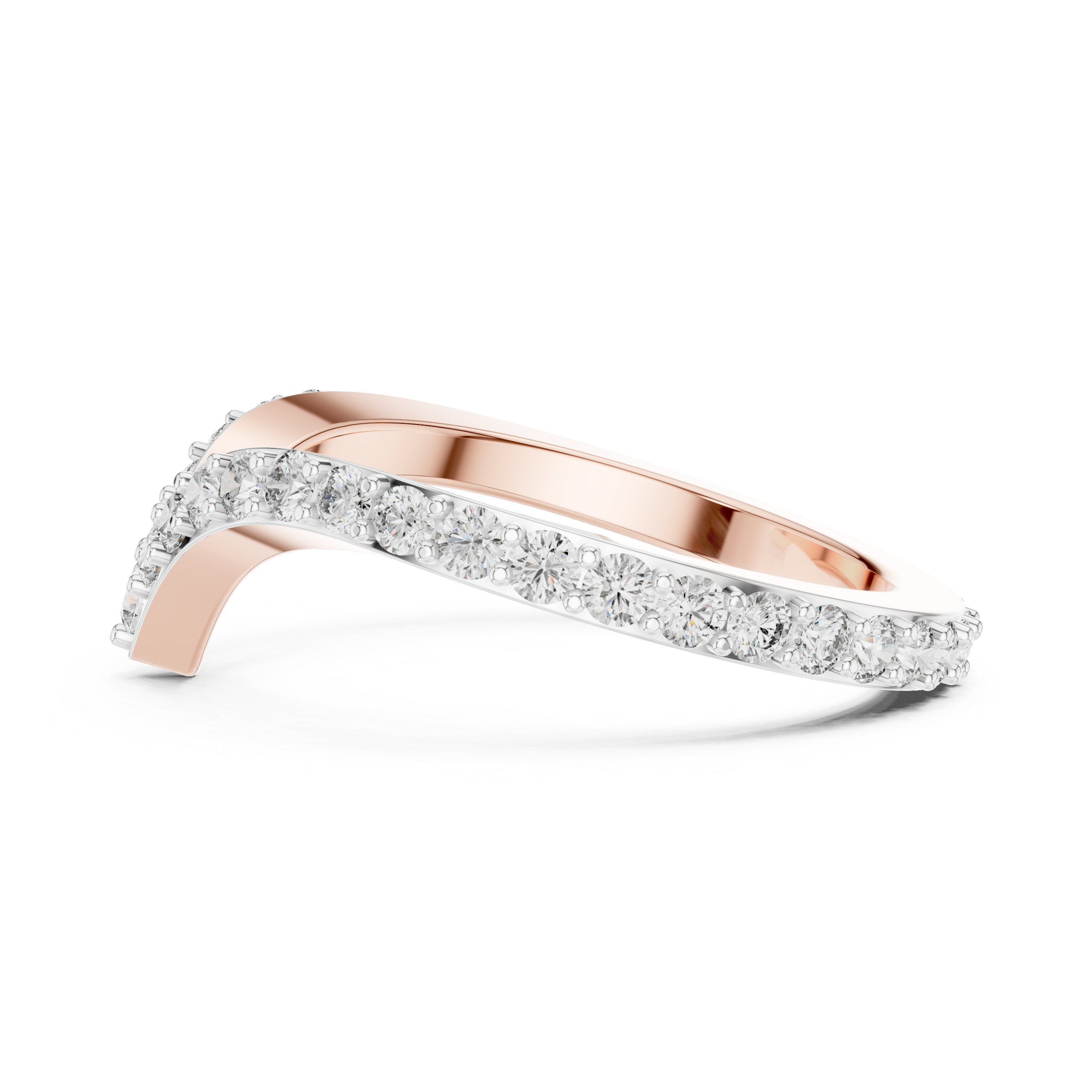 Round Cut Lab Diamond Chevron Wedding Band