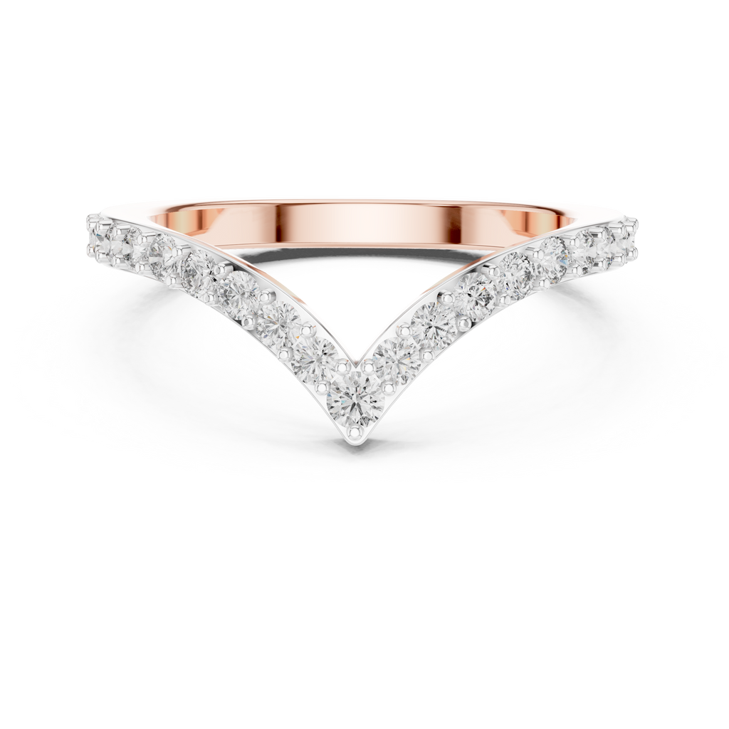 Round Cut Lab Diamond Chevron Wedding Band