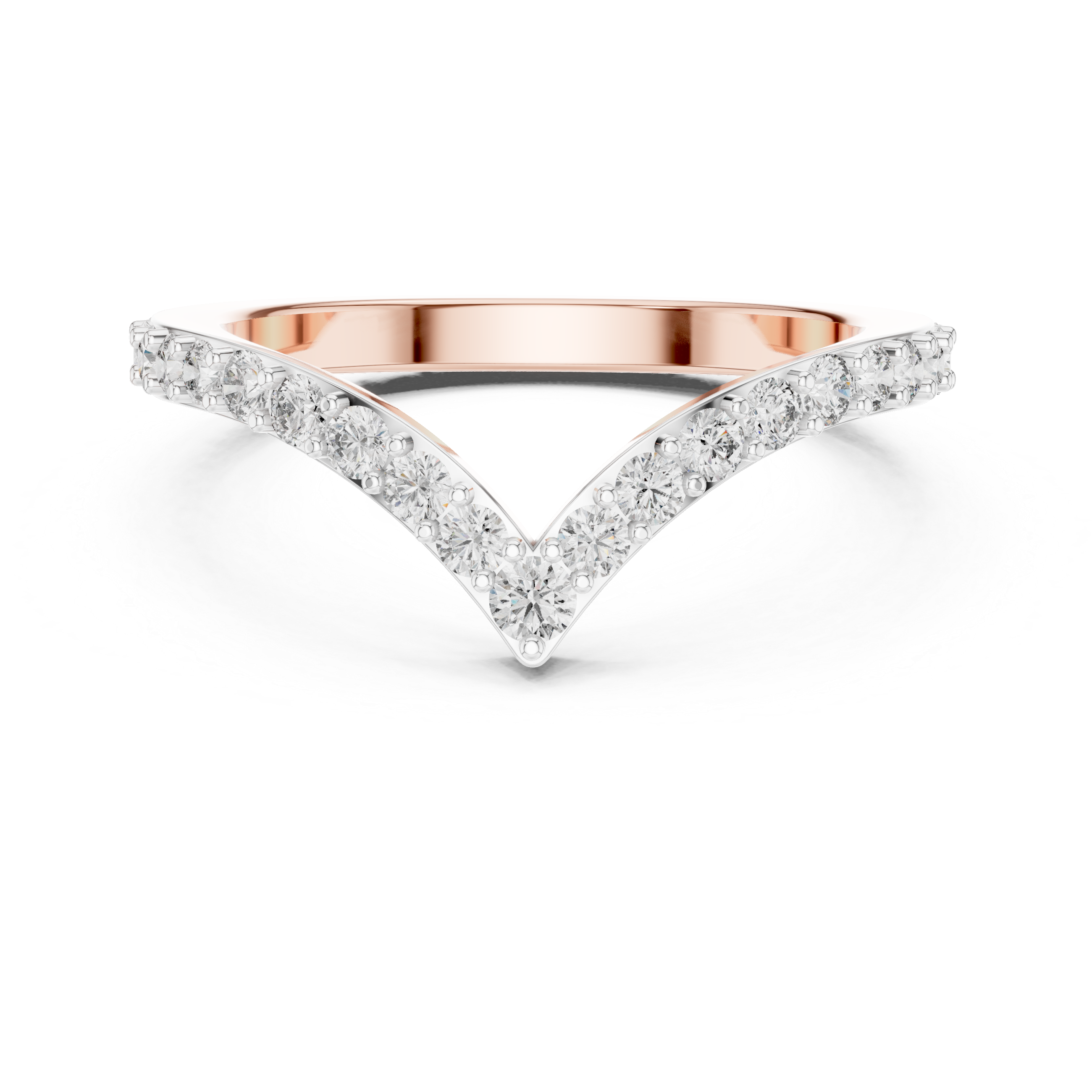 Round Cut Lab Diamond Chevron Wedding Band