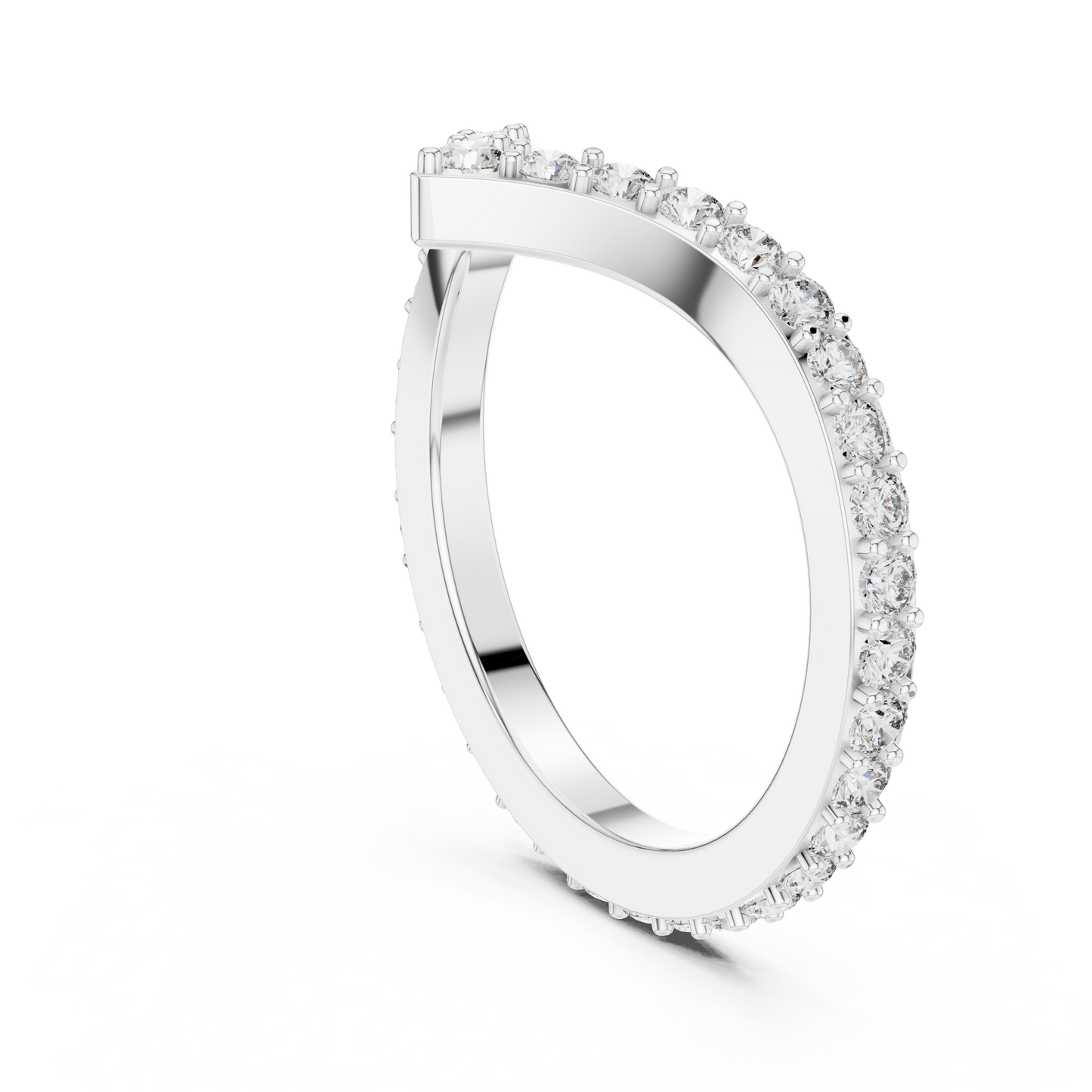 Round Cut Lab Diamond Chevron Wedding Band