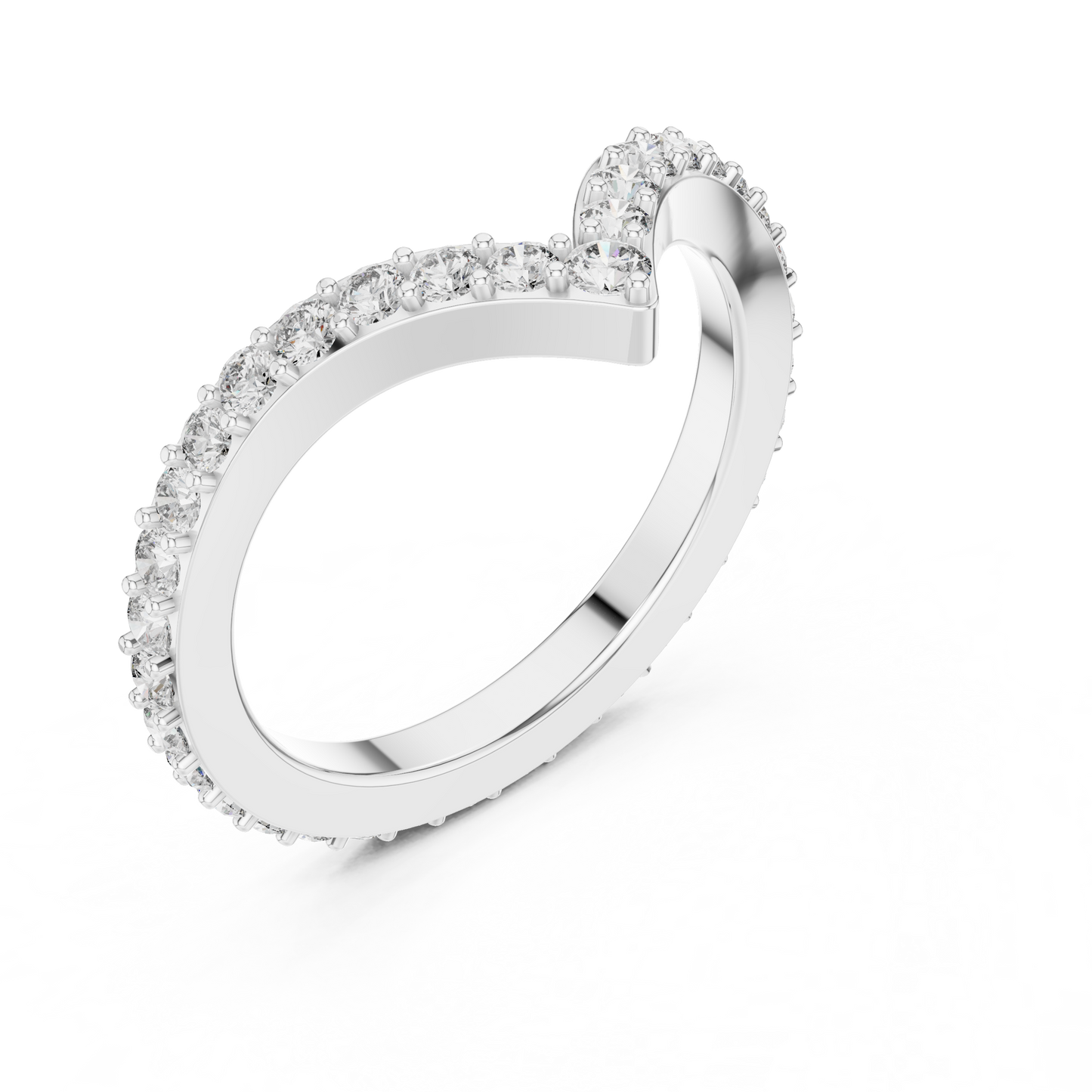 Round Cut Lab Diamond Chevron Wedding Band