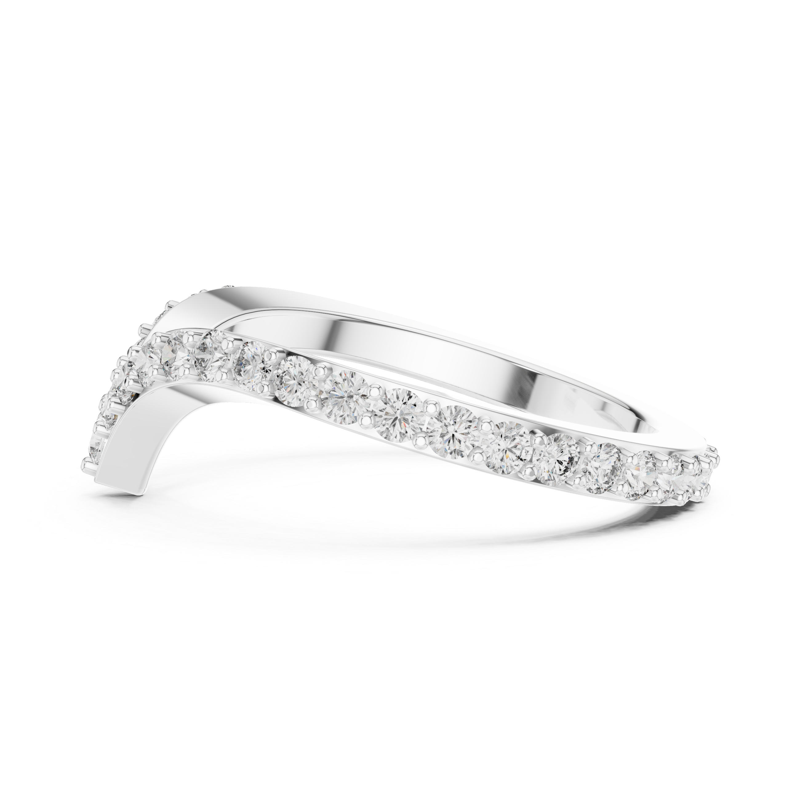 Round Cut Lab Diamond Chevron Wedding Band