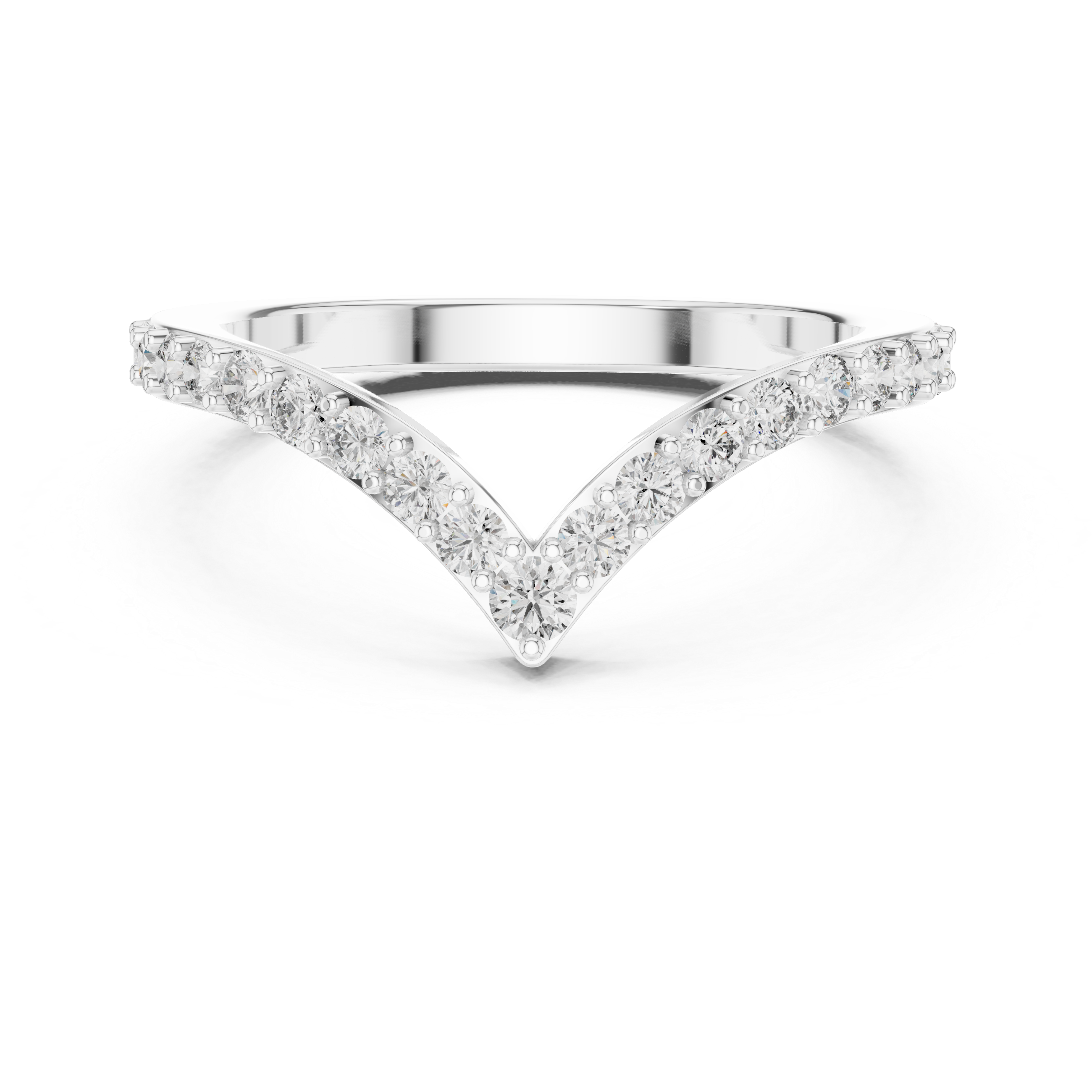 Round Cut Lab Diamond Chevron Wedding Band