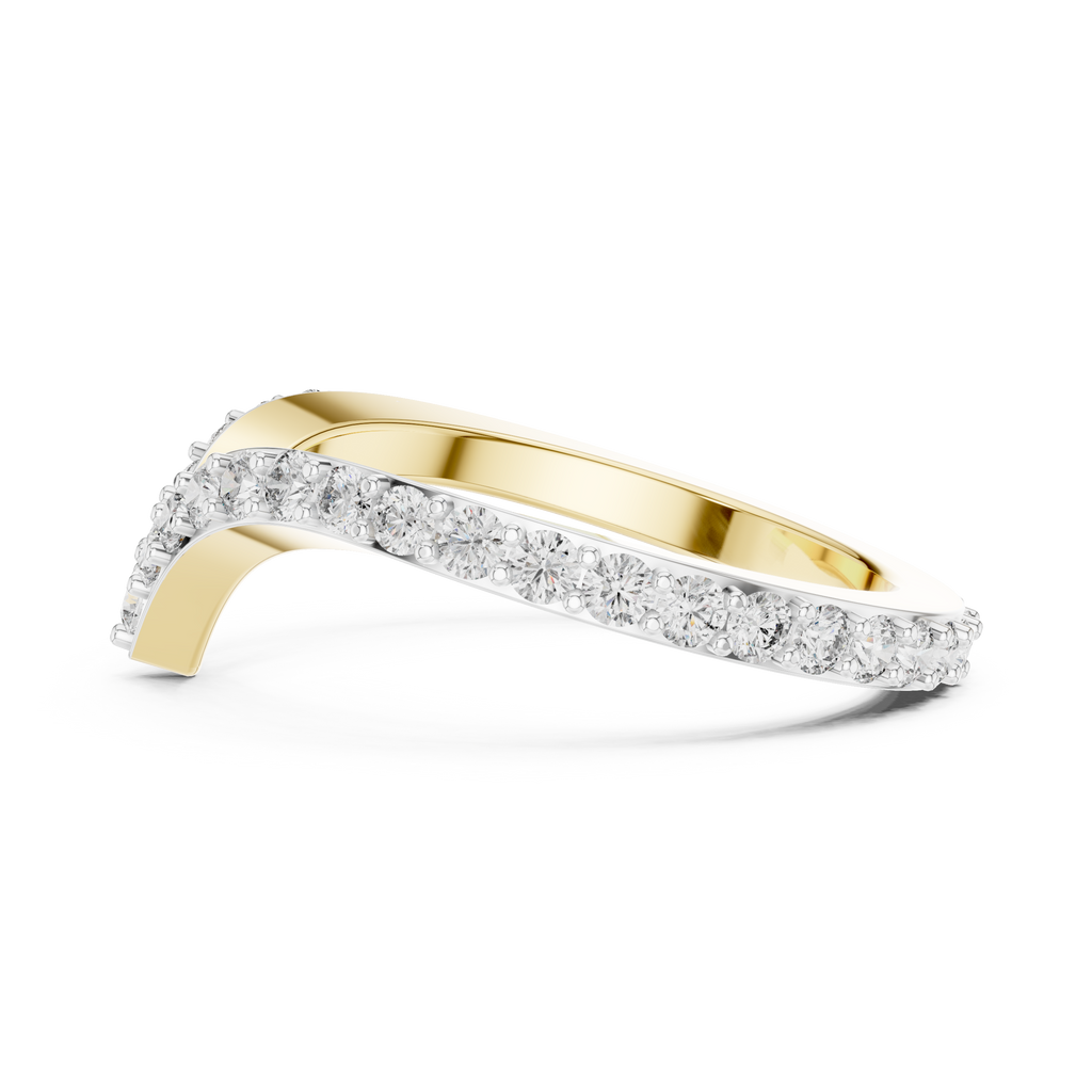 Round Cut Lab Diamond Chevron Wedding Band