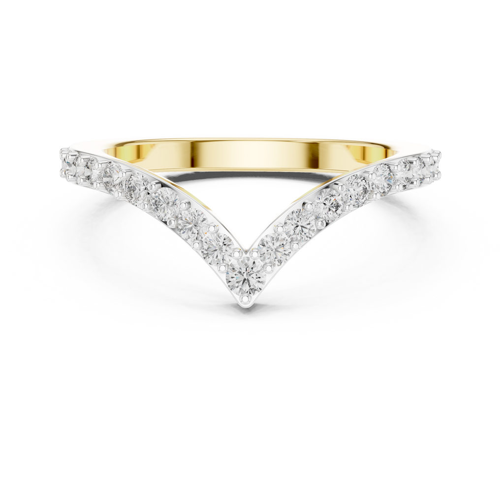 Round Cut Lab Diamond Chevron Wedding Band
