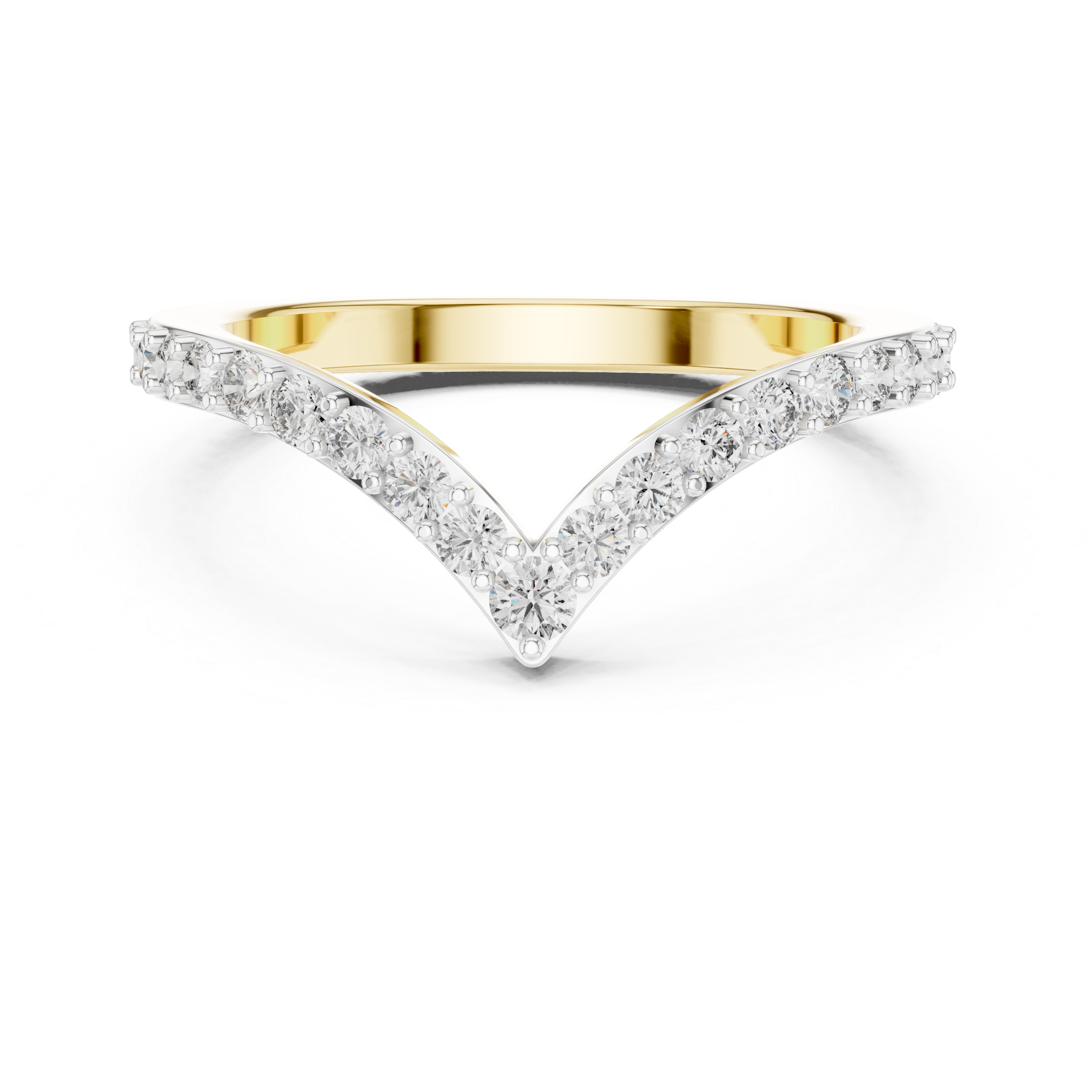 Round Cut Lab Diamond Chevron Wedding Band