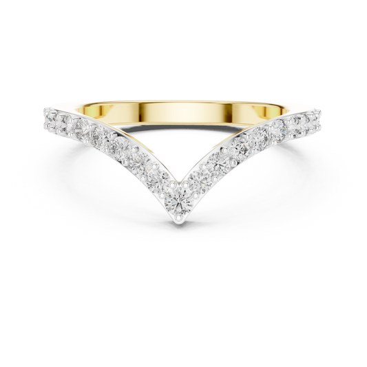 Round Cut Lab Diamond Chevron Wedding Band