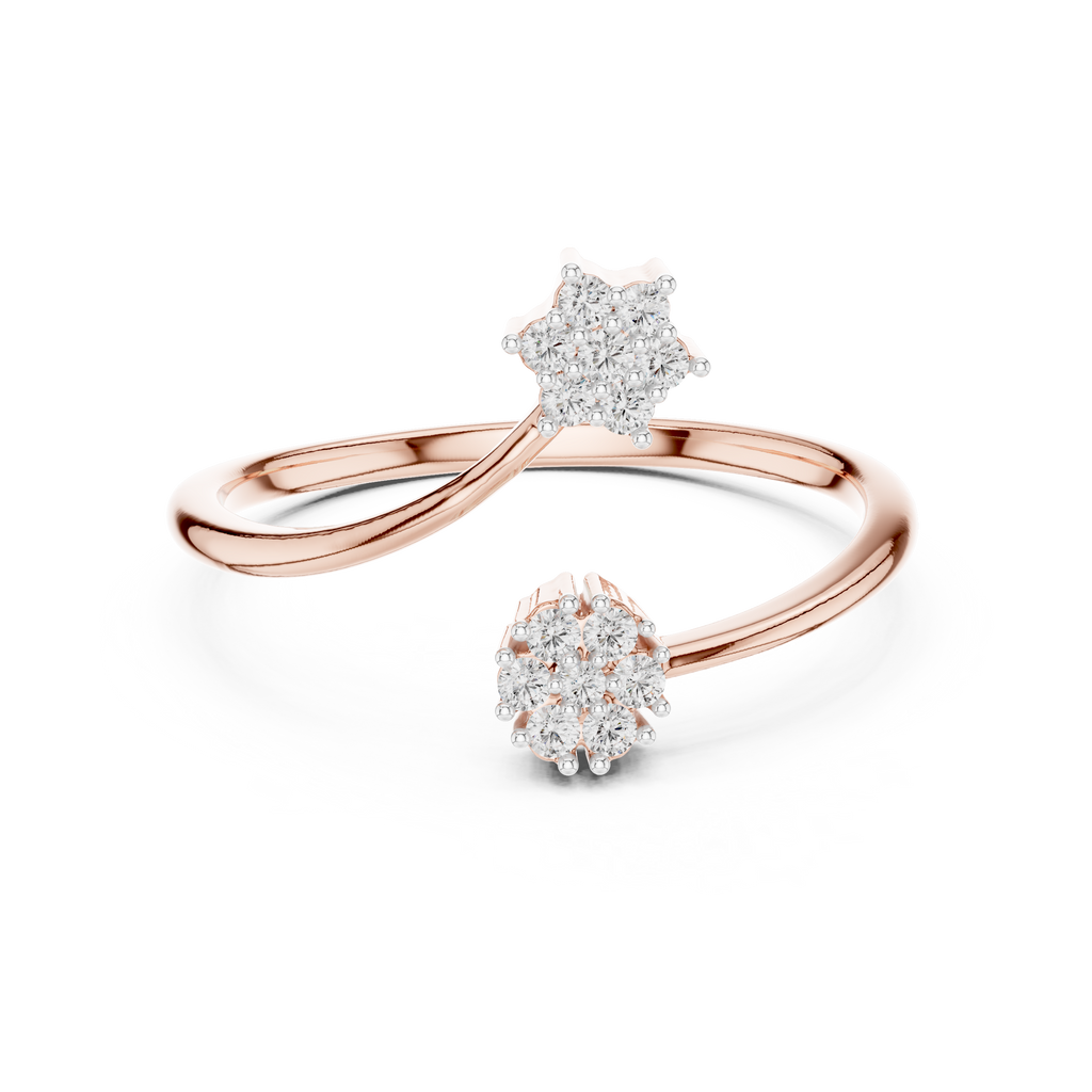 Twin Star Round Diamond Open Wrap Ring