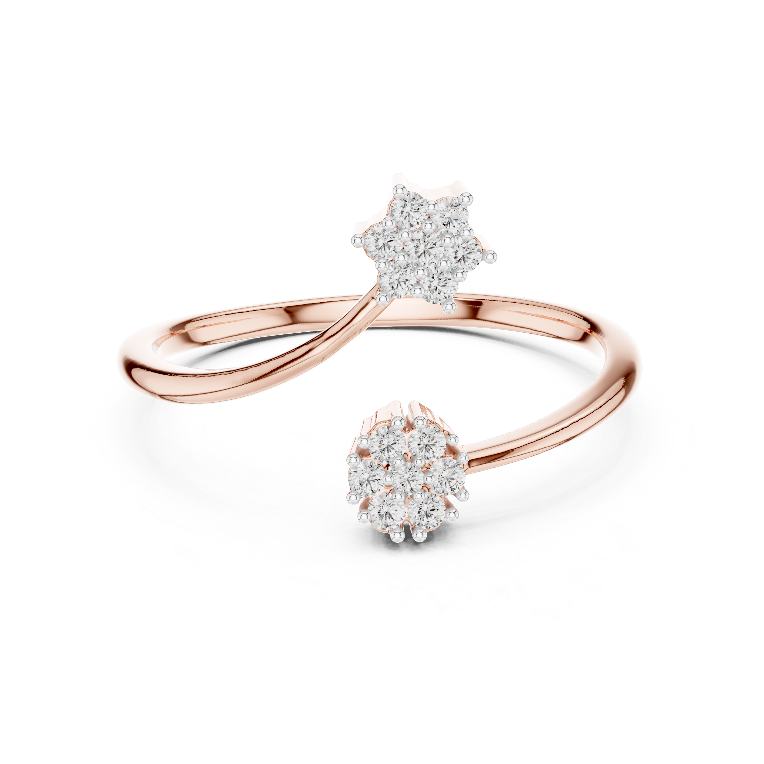 Twin Star Round Diamond Open Wrap Ring