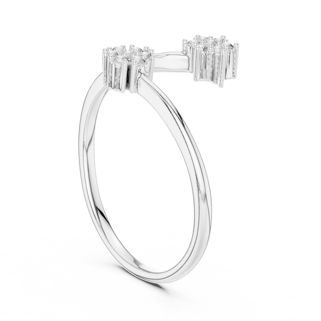 Twin Star Round Diamond Open Wrap Ring