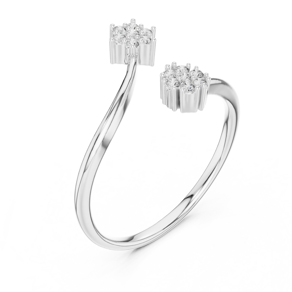 Twin Star Round Diamond Open Wrap Ring