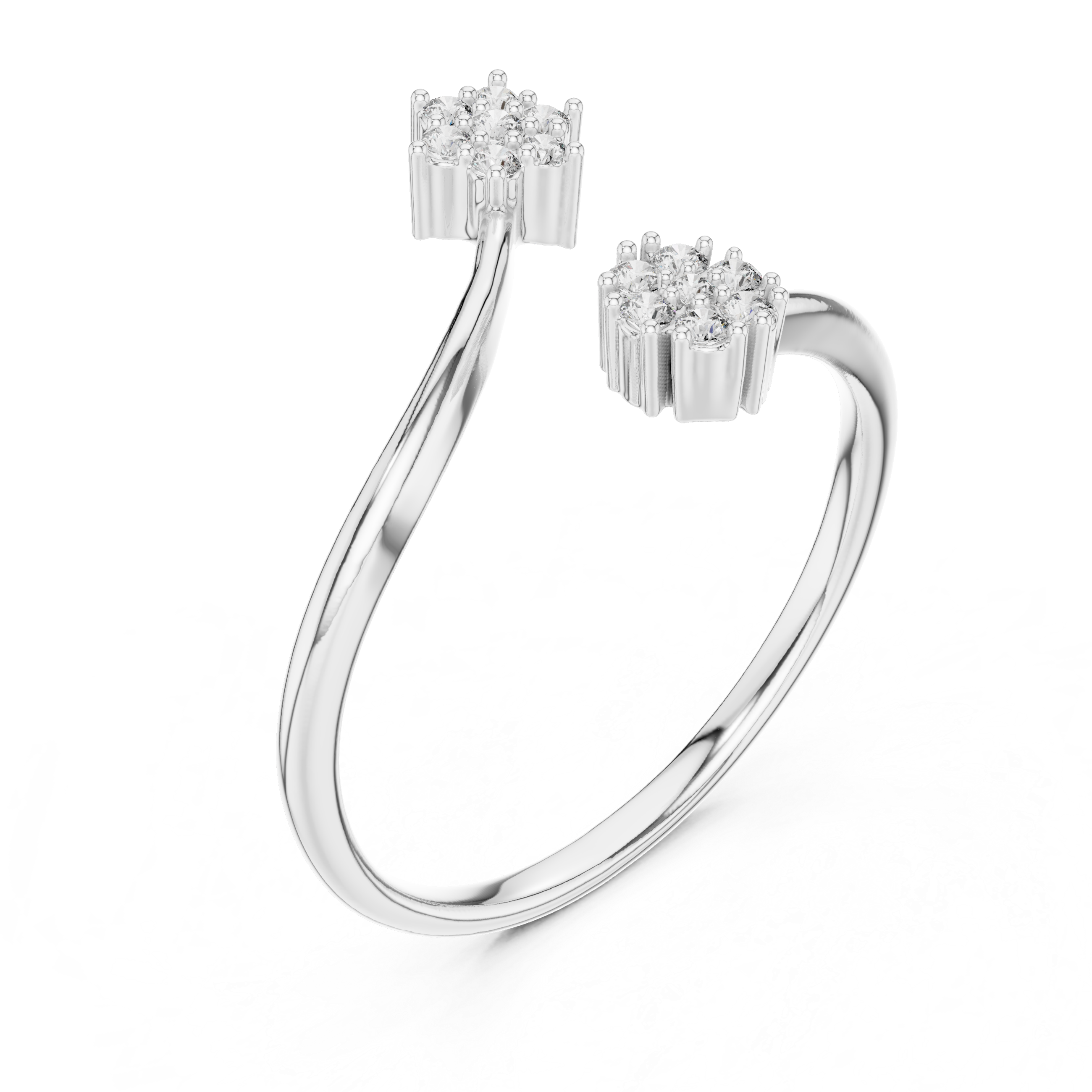 Twin Star Round Diamond Open Wrap Ring