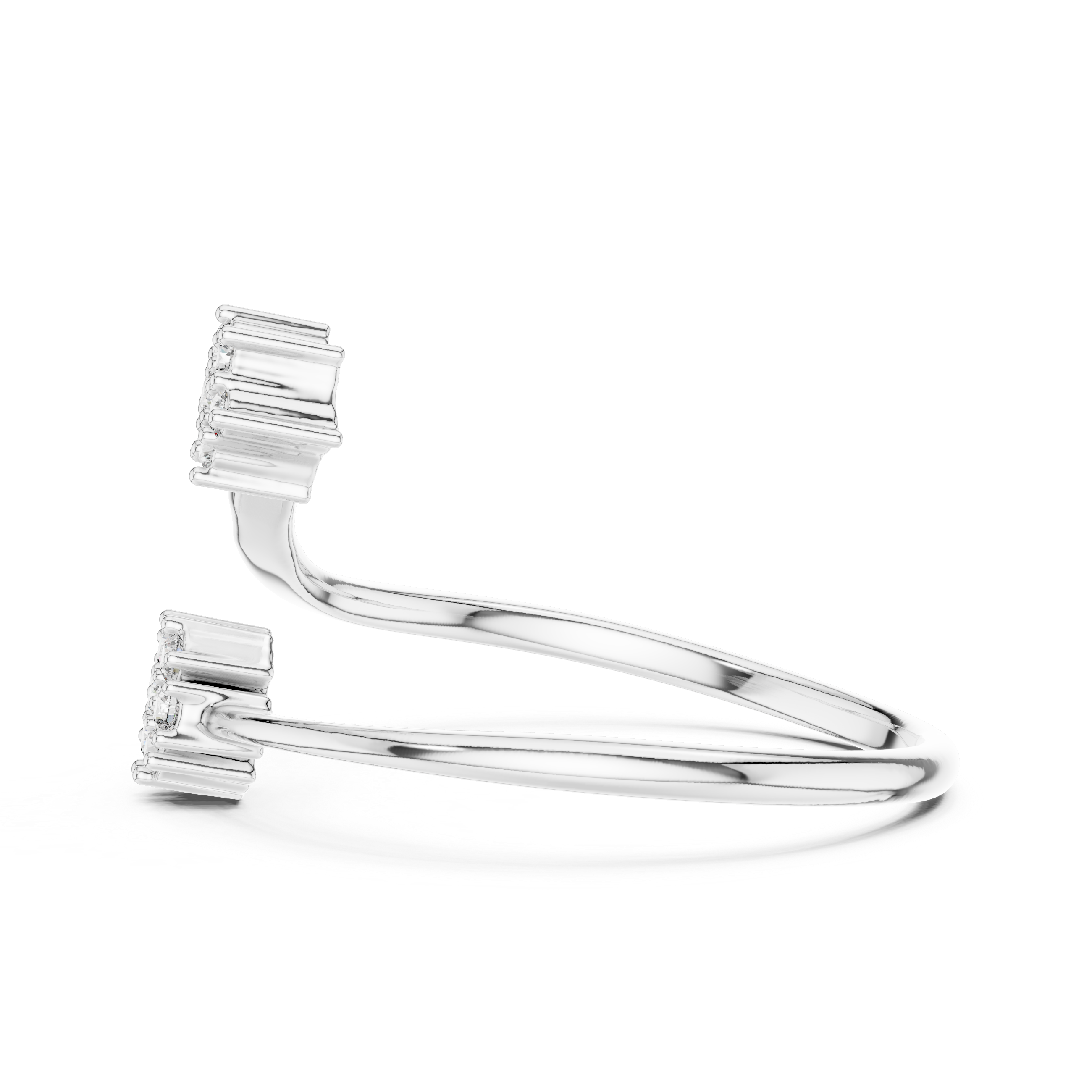 Twin Star Round Diamond Open Wrap Ring