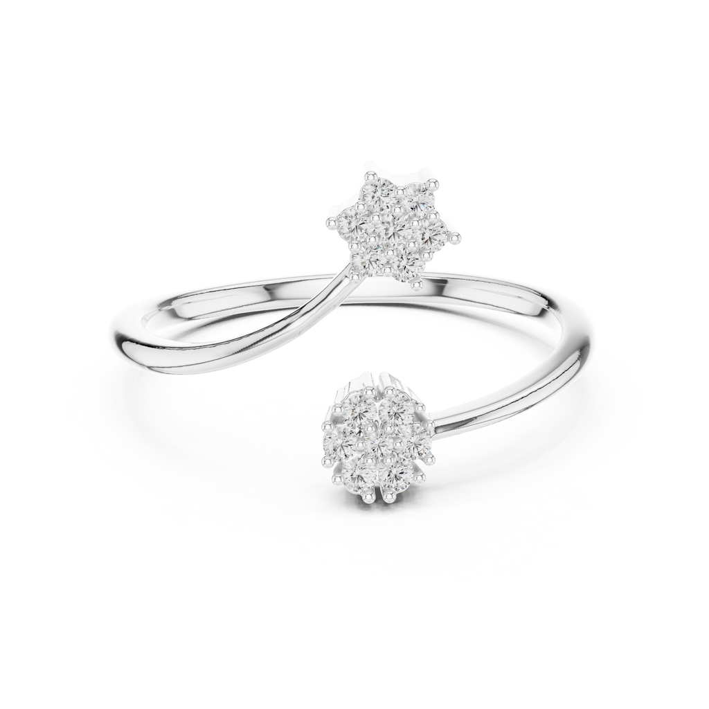 Twin Star Round Diamond Open Wrap Ring