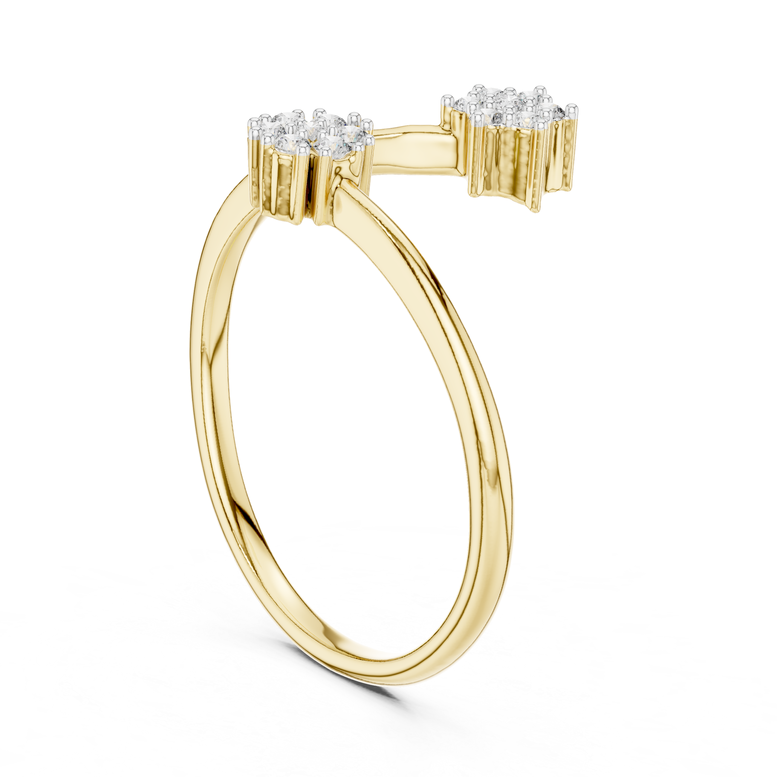 Twin Star Round Diamond Open Wrap Ring