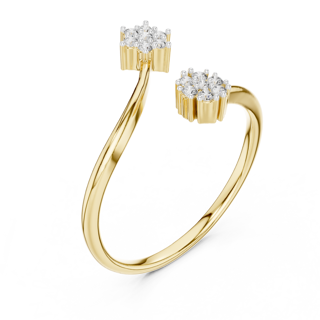 Twin Star Round Diamond Open Wrap Ring