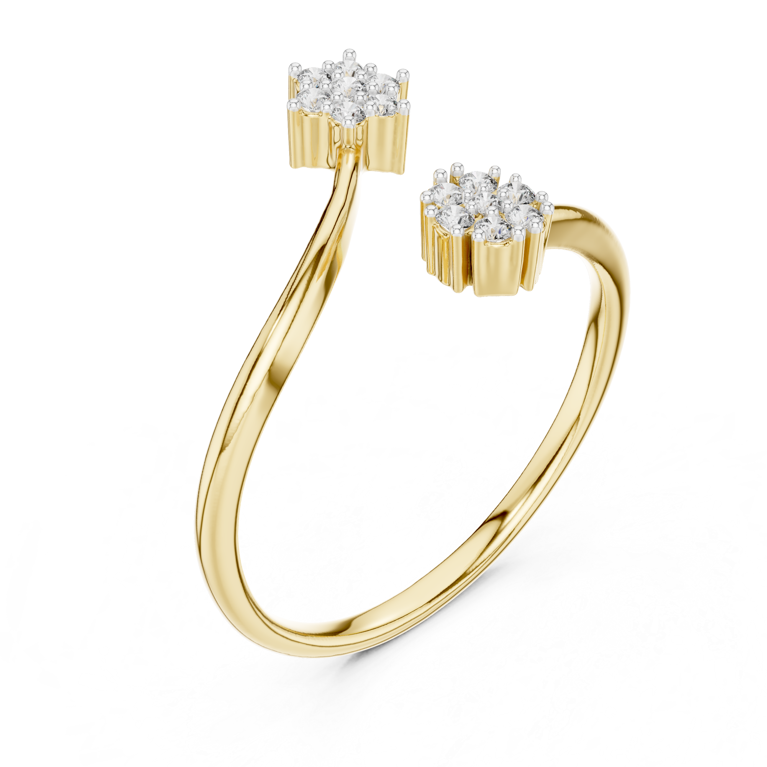 Twin Star Round Diamond Open Wrap Ring