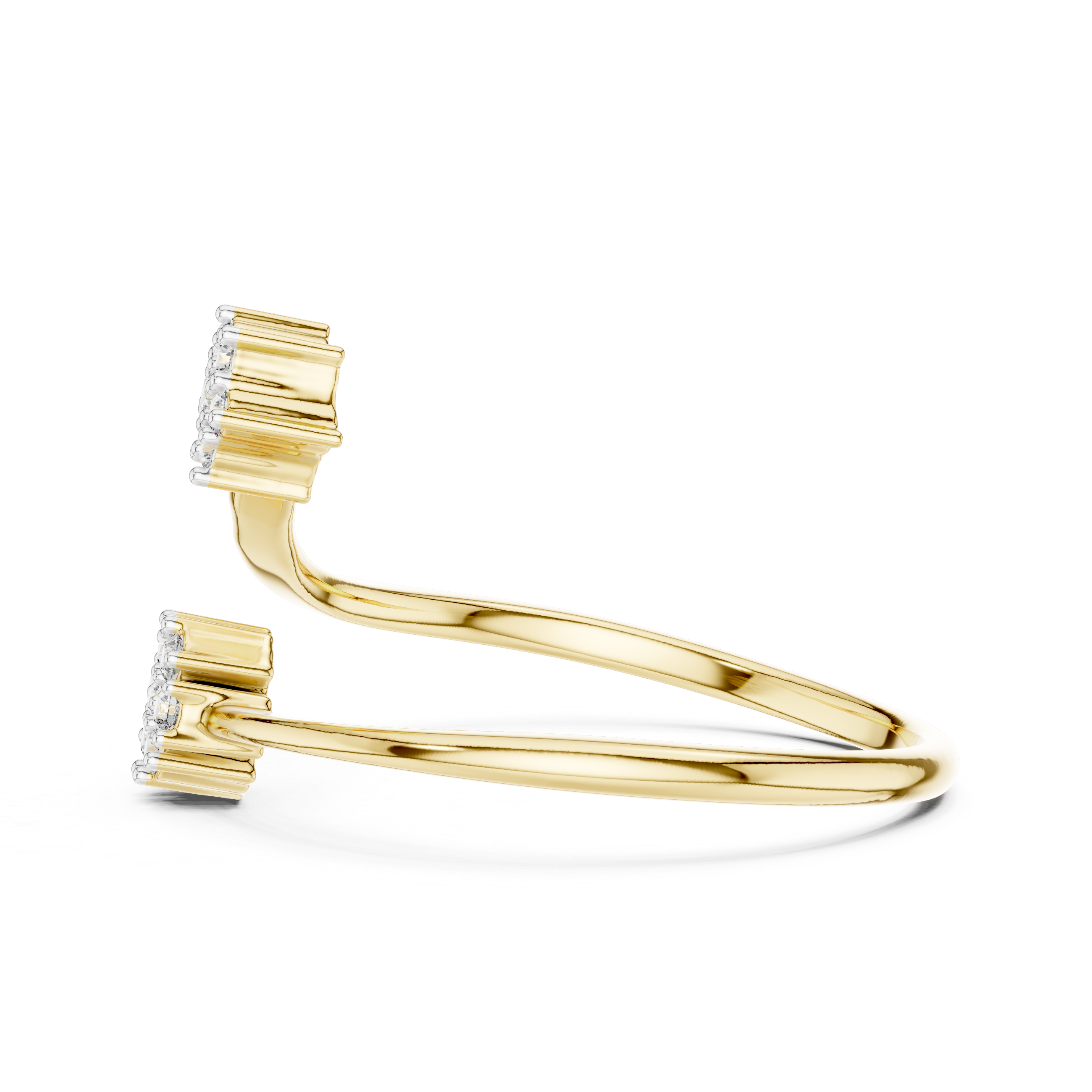 Twin Star Round Diamond Open Wrap Ring