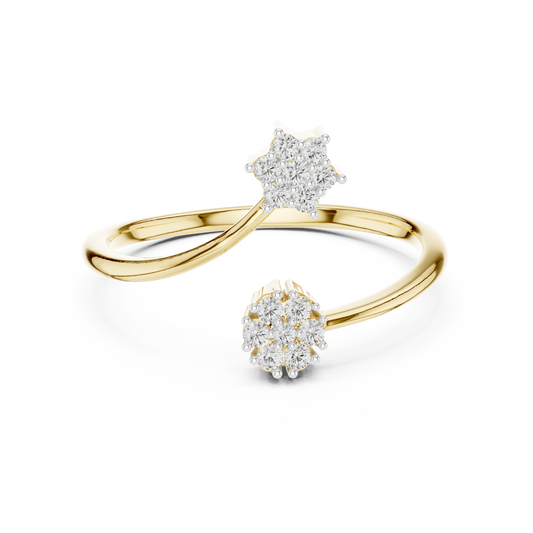 Twin Star Round Diamond Open Wrap Ring