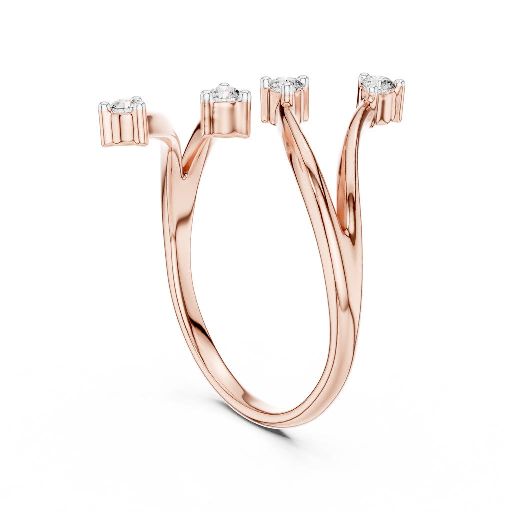 Unique Round Cut Diamond Criss Cross Engagement Ring