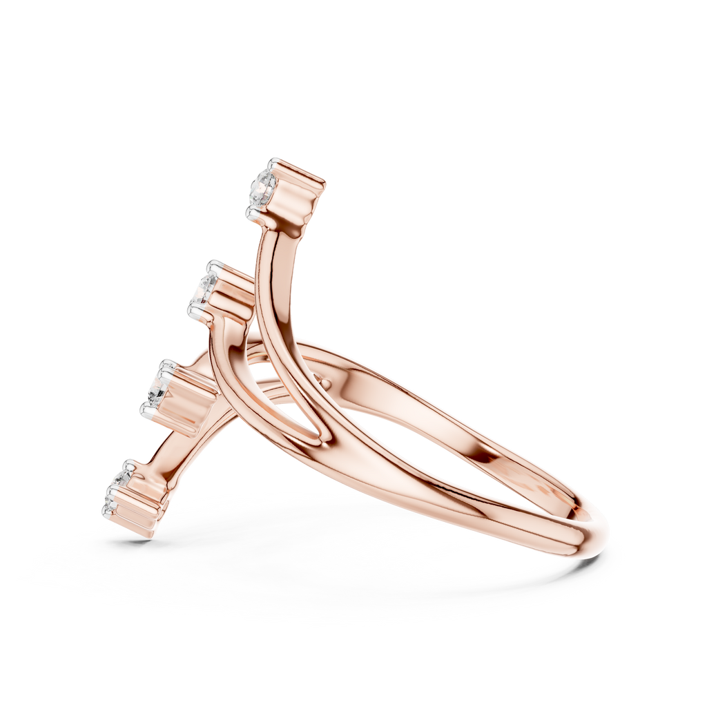 Unique Round Cut Diamond Criss Cross Engagement Ring