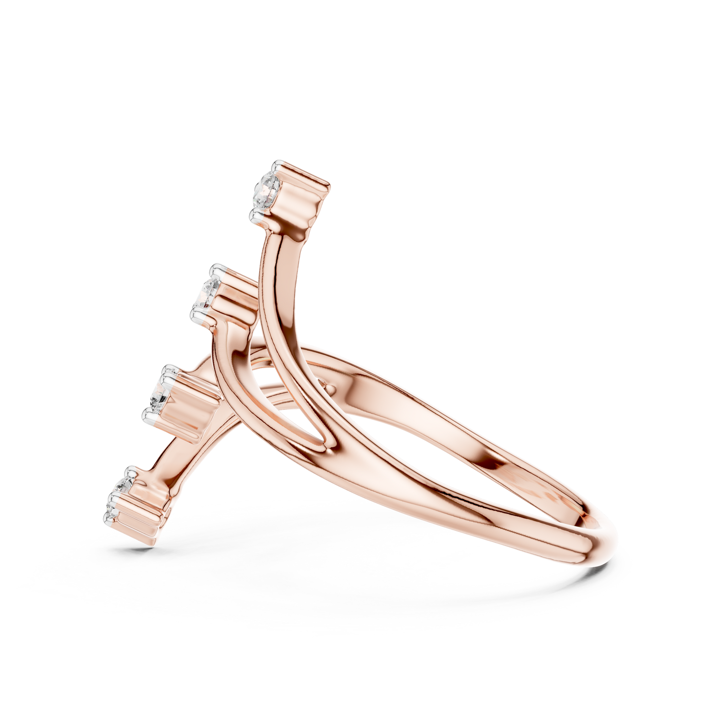 Unique Round Cut Diamond Criss Cross Engagement Ring
