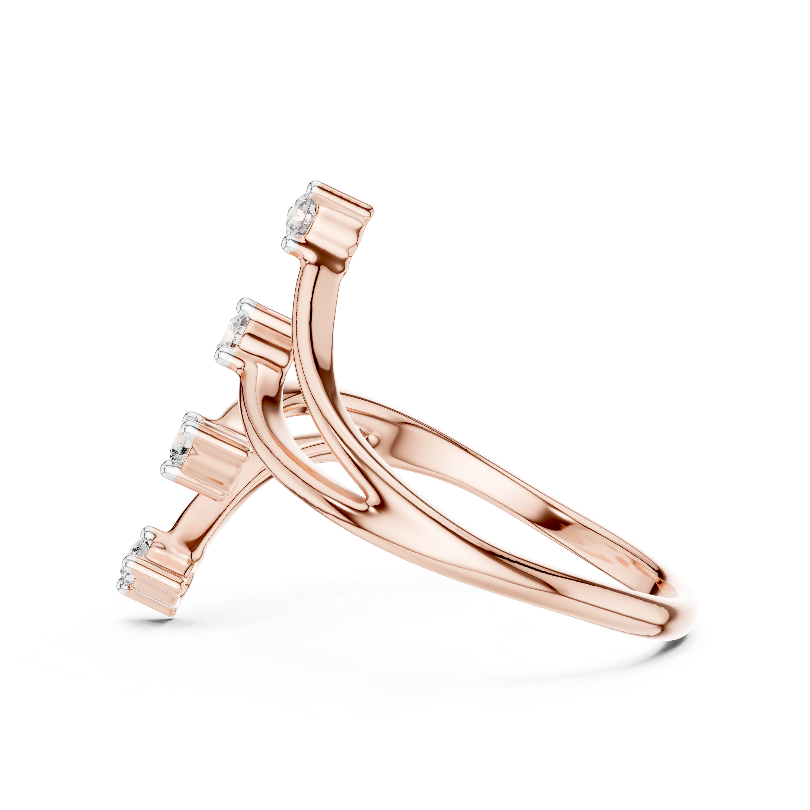 Unique Round Cut Diamond Criss Cross Engagement Ring