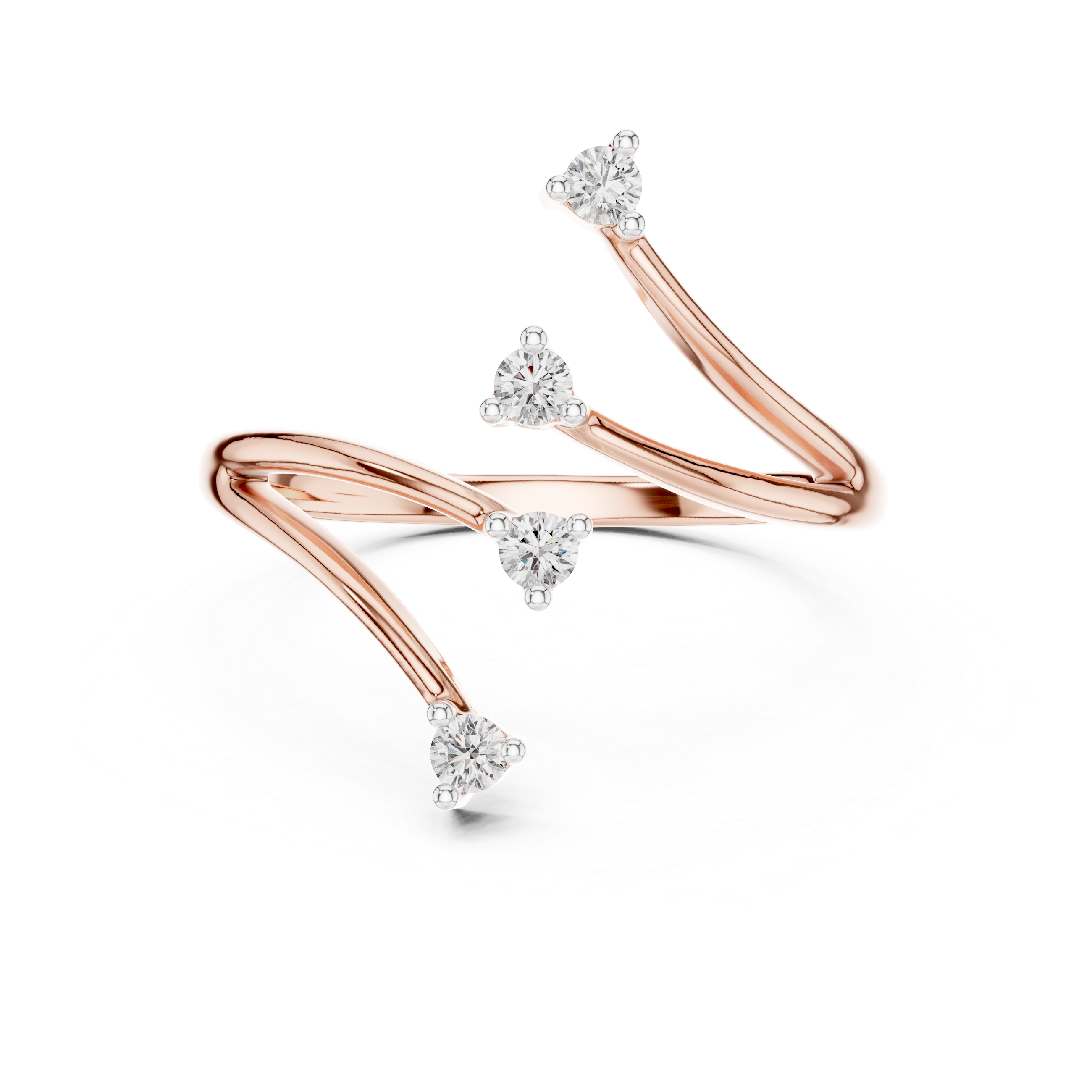 Unique Round Cut Diamond Criss Cross Engagement Ring