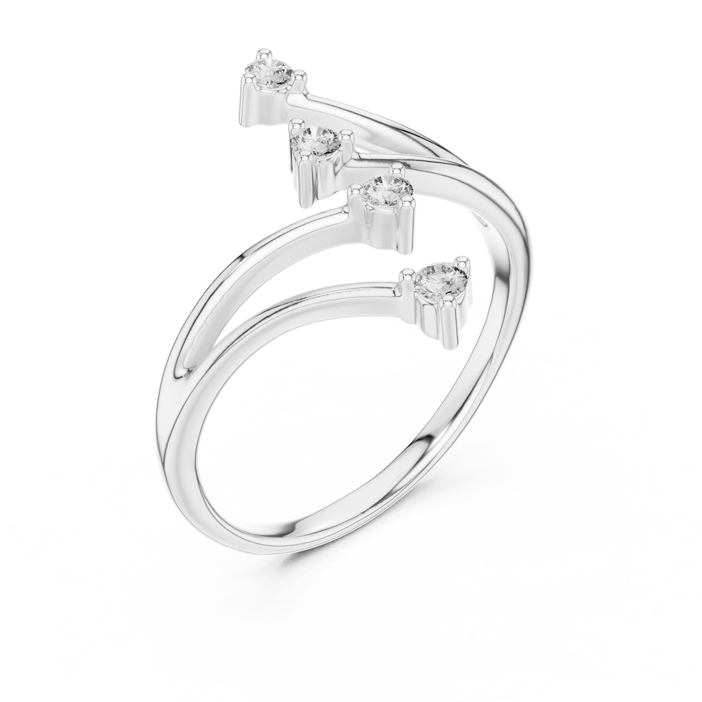 Unique Round Cut Diamond Criss Cross Engagement Ring