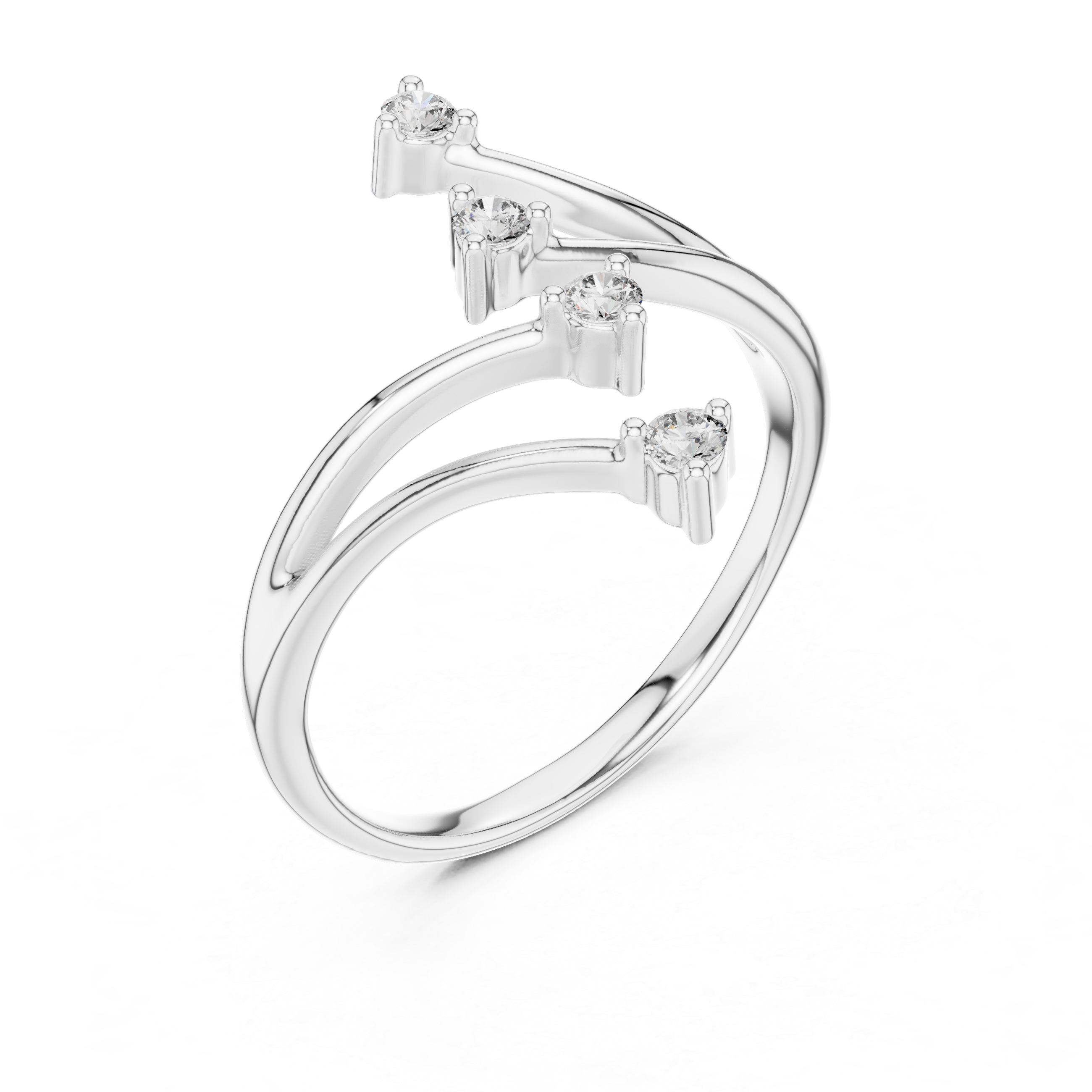 Unique Round Cut Diamond Criss Cross Engagement Ring