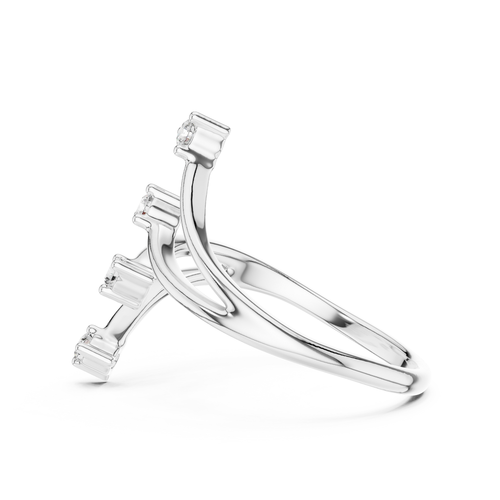 Unique Round Cut Diamond Criss Cross Engagement Ring