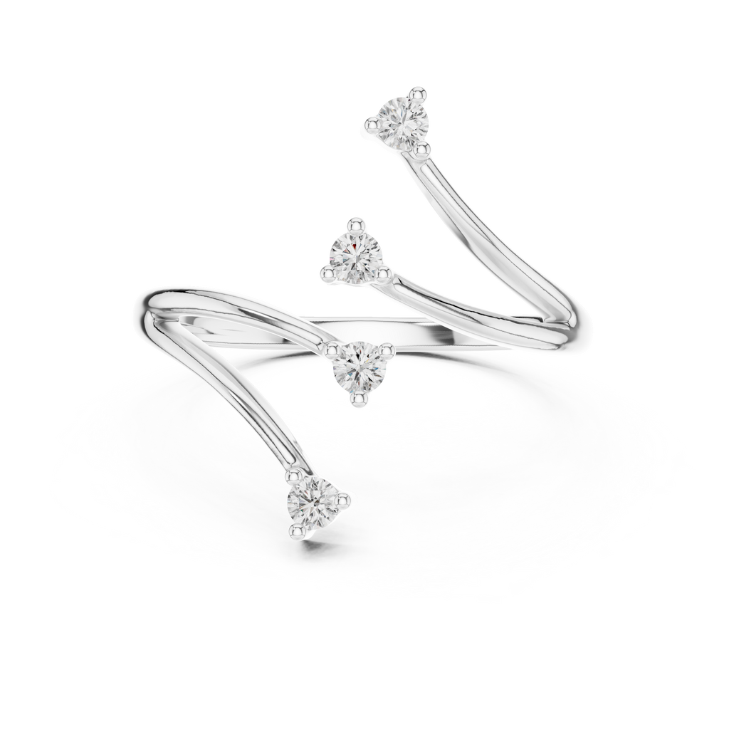 Unique Round Cut Diamond Criss Cross Engagement Ring