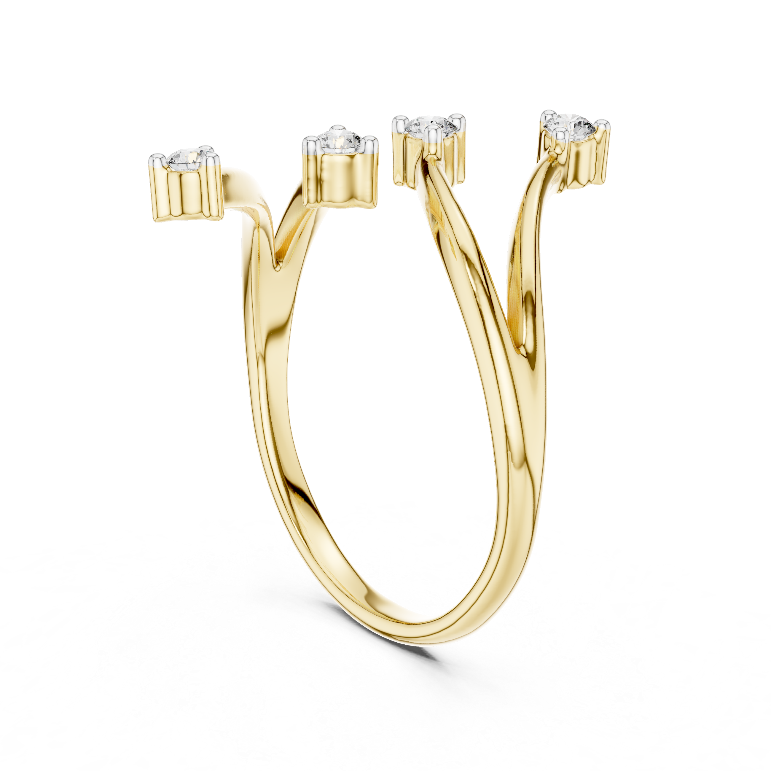 Unique Round Cut Diamond Criss Cross Engagement Ring